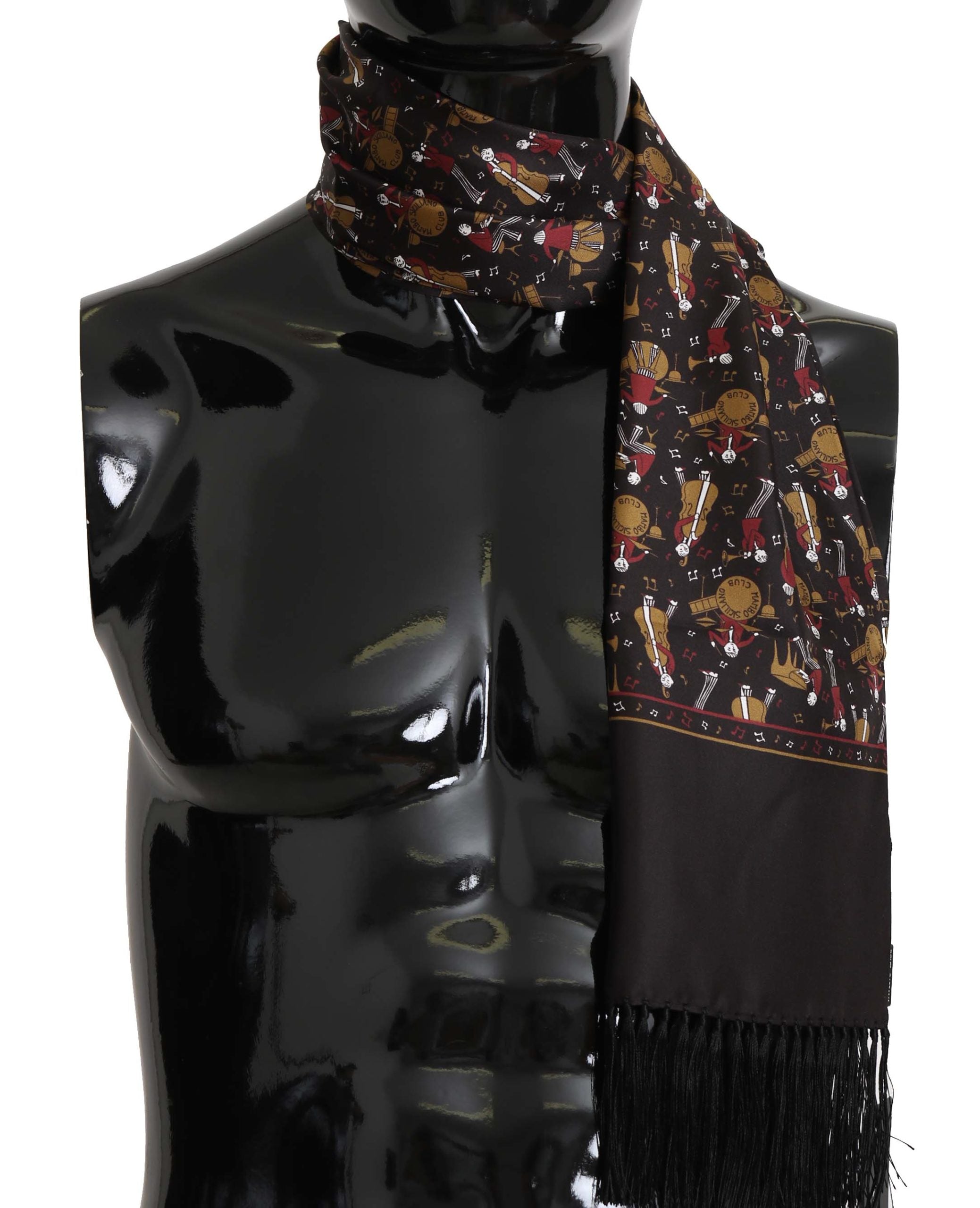 Dolce & Gabbana Brown Musicians Print Mens Scarf - DEA STILOSA MILANO