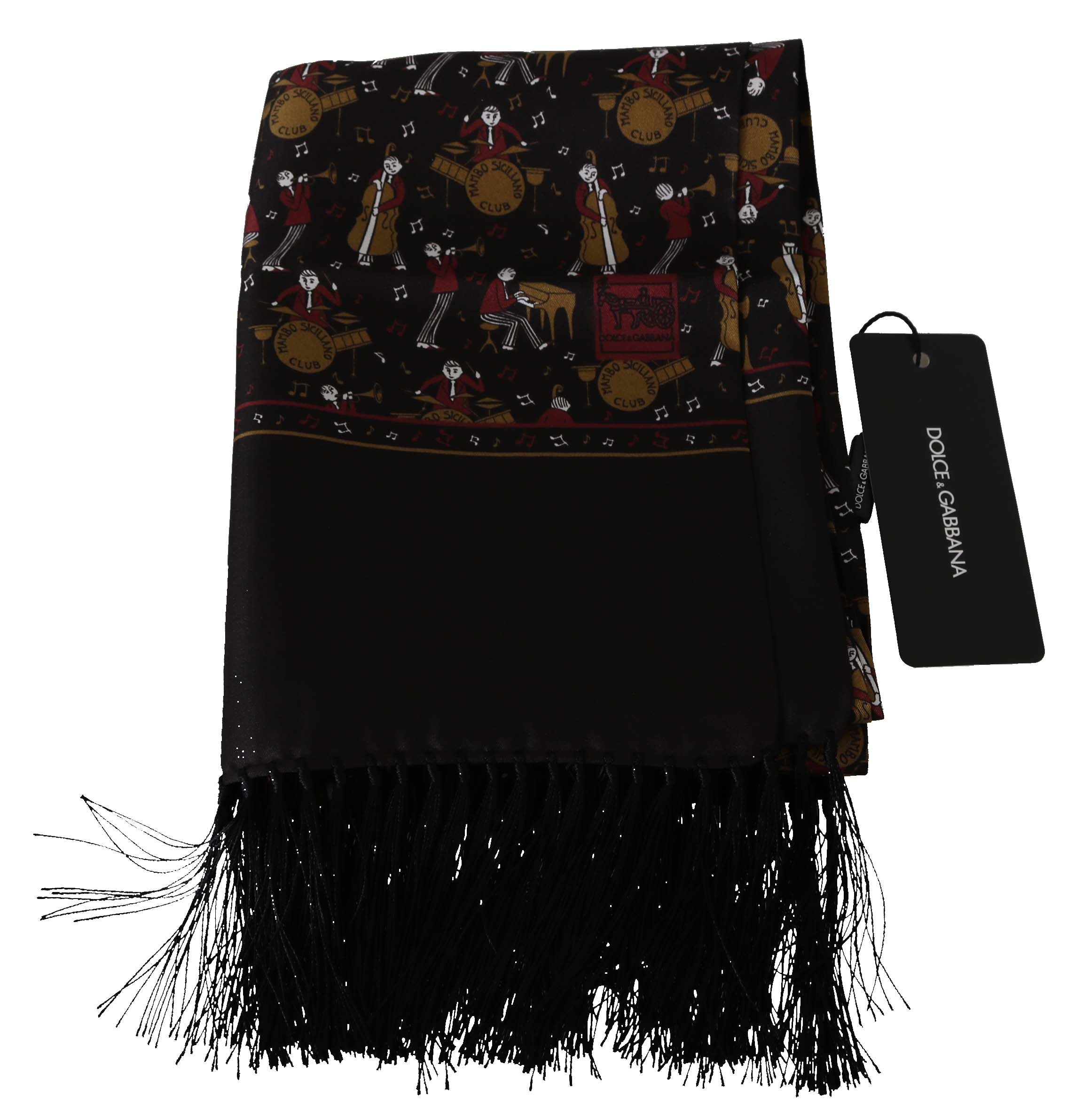 Dolce & Gabbana Brown Musicians Print Mens Scarf - DEA STILOSA MILANO