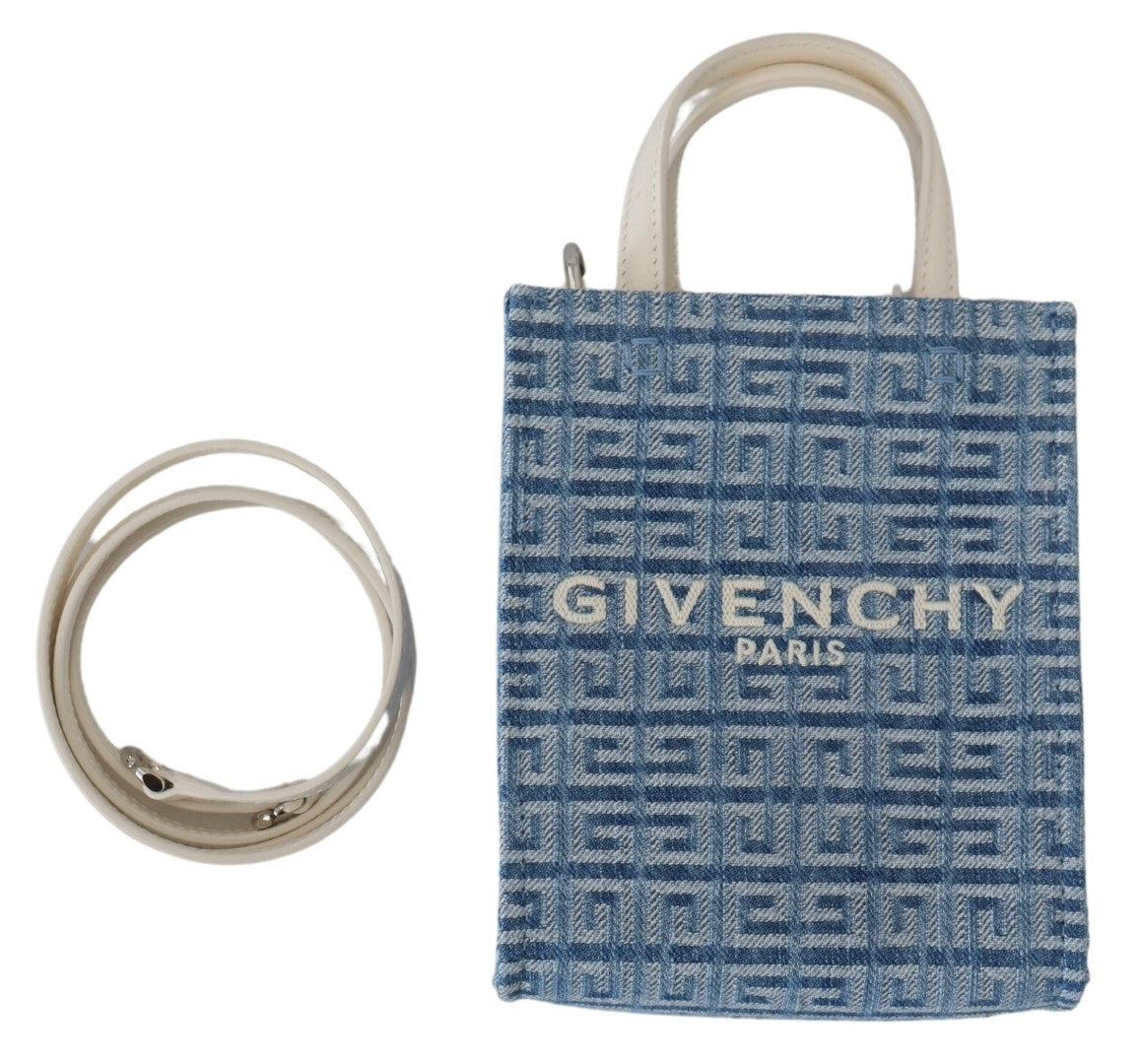 Givenchy Light Blue Coated Canvas Vertical Mini Shoulder Bag - DEA STILOSA MILANO