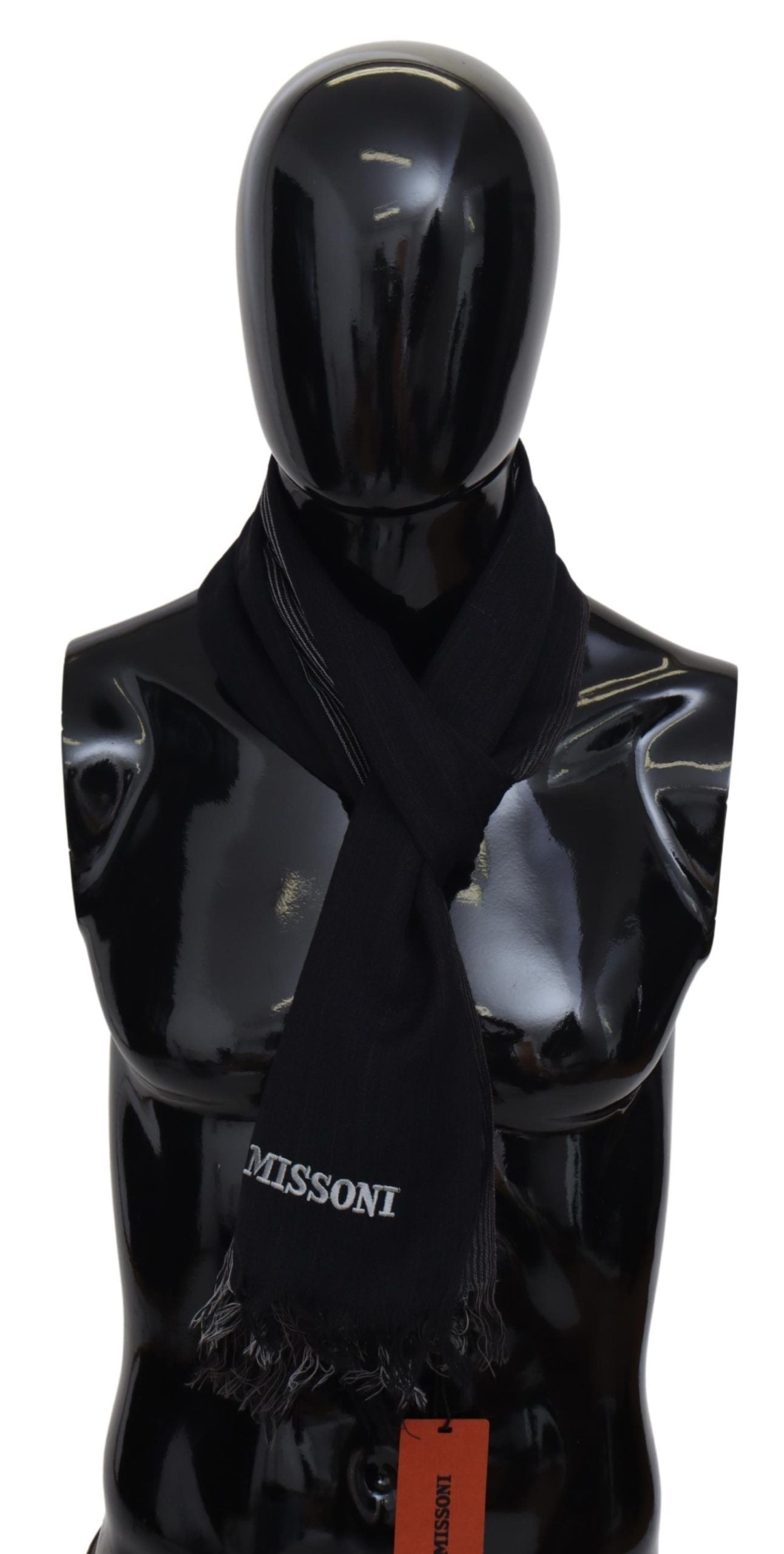 Missoni Black Striped Wool Unisex Neck Wrap Scarf - DEA STILOSA MILANO