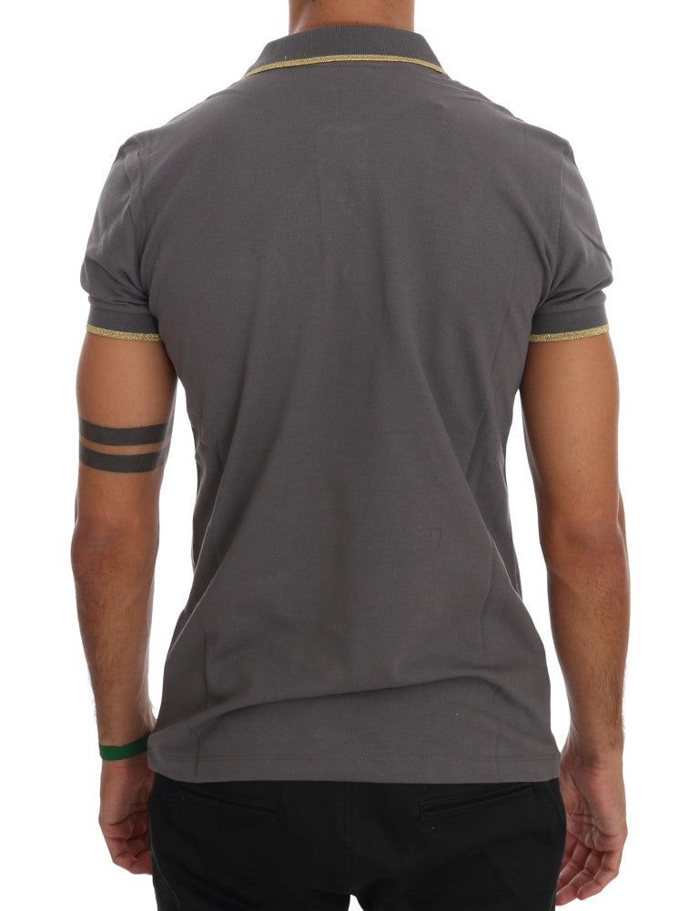 Roberto Cavalli Gray Collared Short Sleeve T-shirt - DEA STILOSA MILANO
