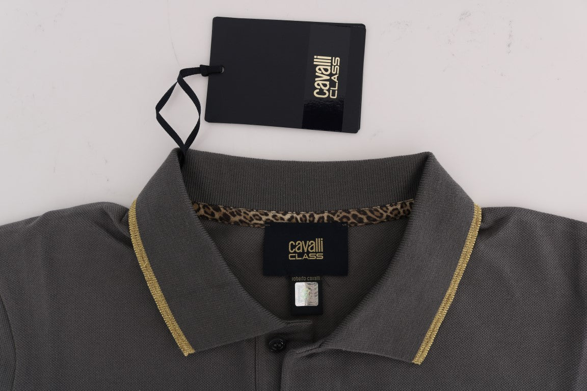 Roberto Cavalli Gray Collared Short Sleeve T-shirt - DEA STILOSA MILANO