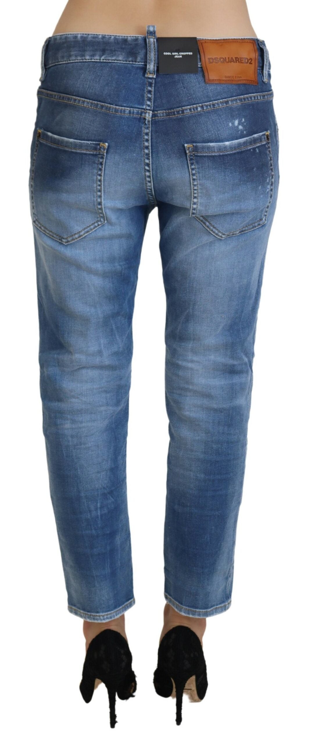 Dsquared² Blue Cotton Low Waist Cropped Denim Cool Girl Jeans - DEA STILOSA MILANO