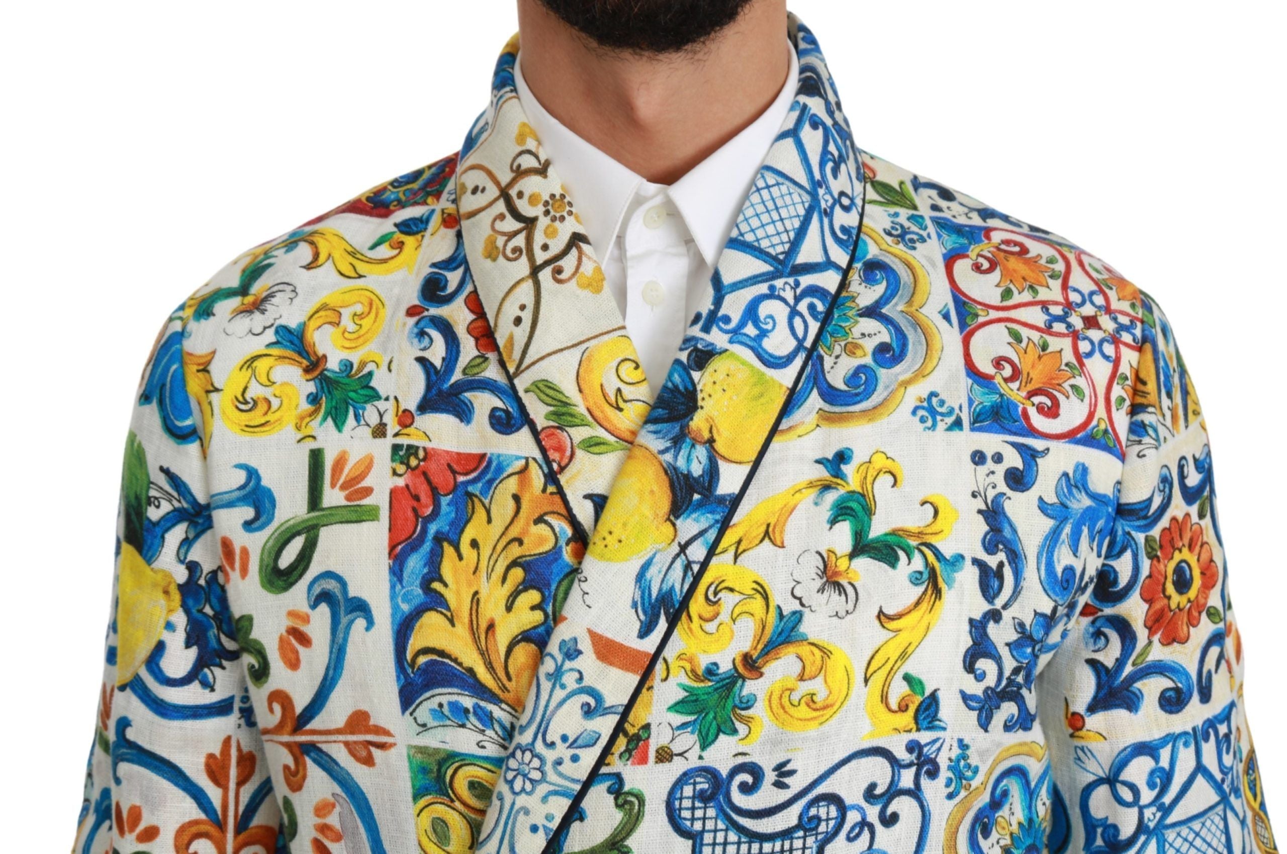 Dolce & Gabbana Majolica Brocade Linen Robe Coat Jacket - DEA STILOSA MILANO