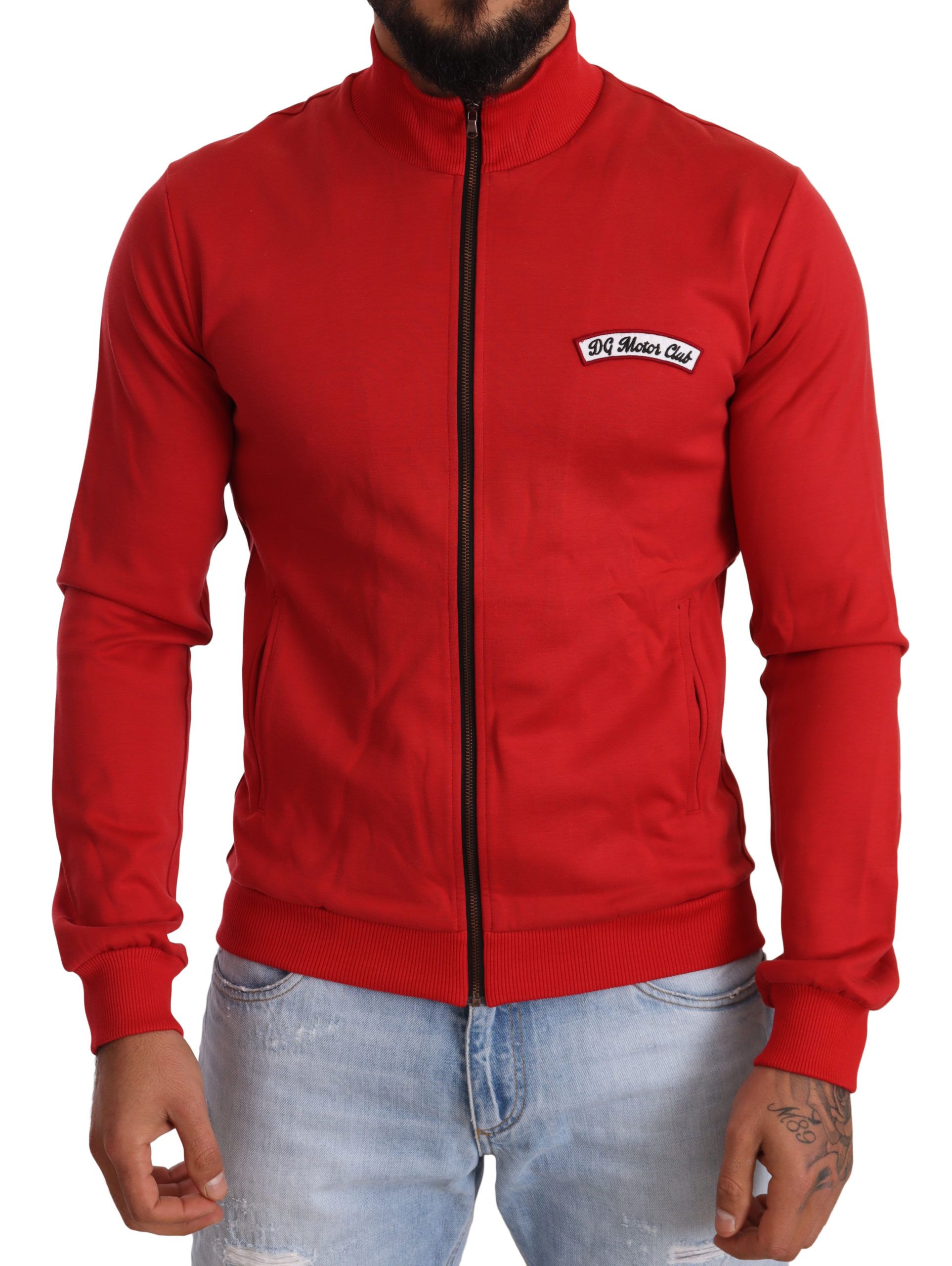 Dolce & Gabbana Red DG Motor Club Zipper Stretch Sweater - DEA STILOSA MILANO