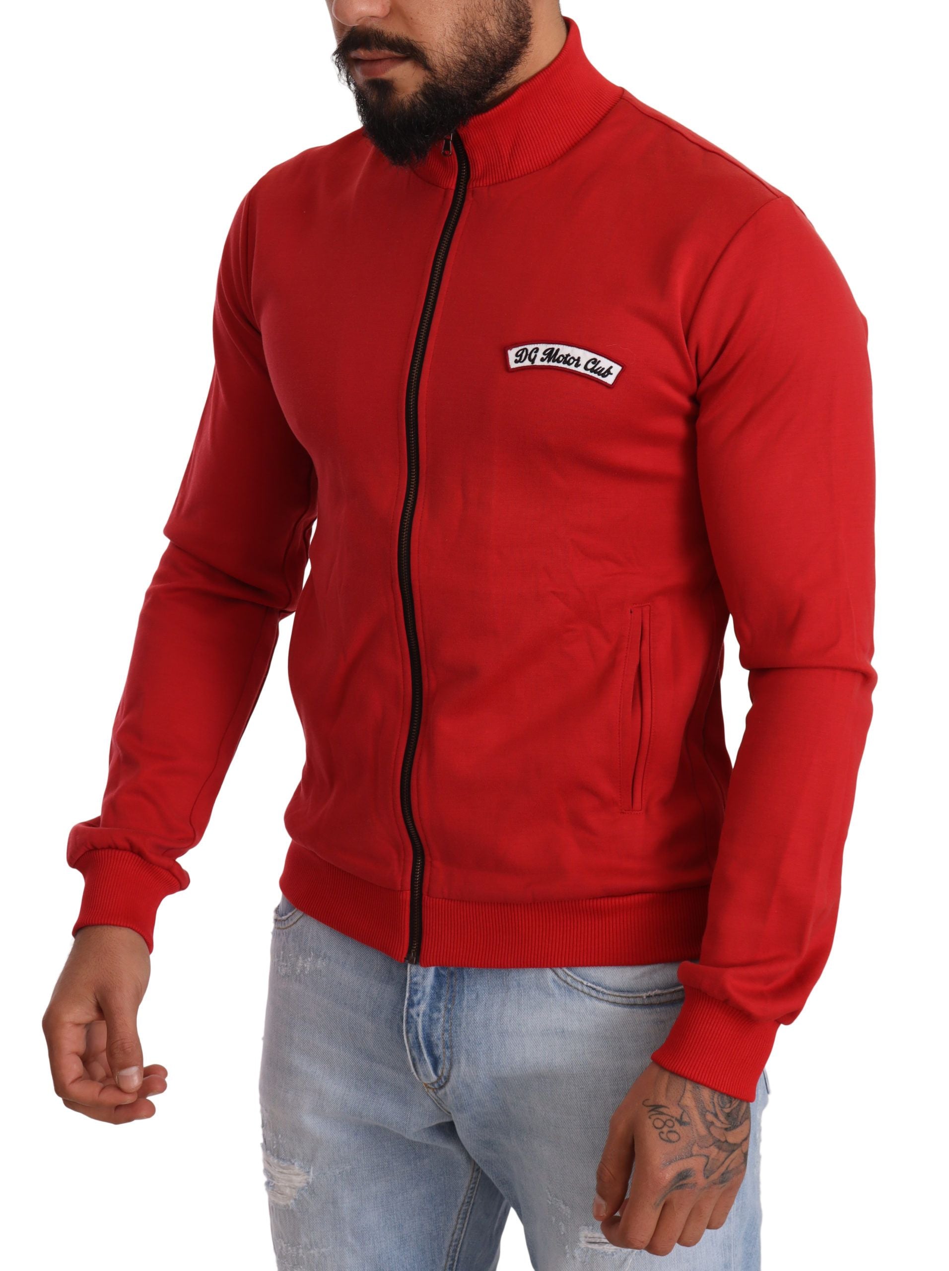 Dolce & Gabbana Red DG Motor Club Zipper Stretch Sweater - DEA STILOSA MILANO