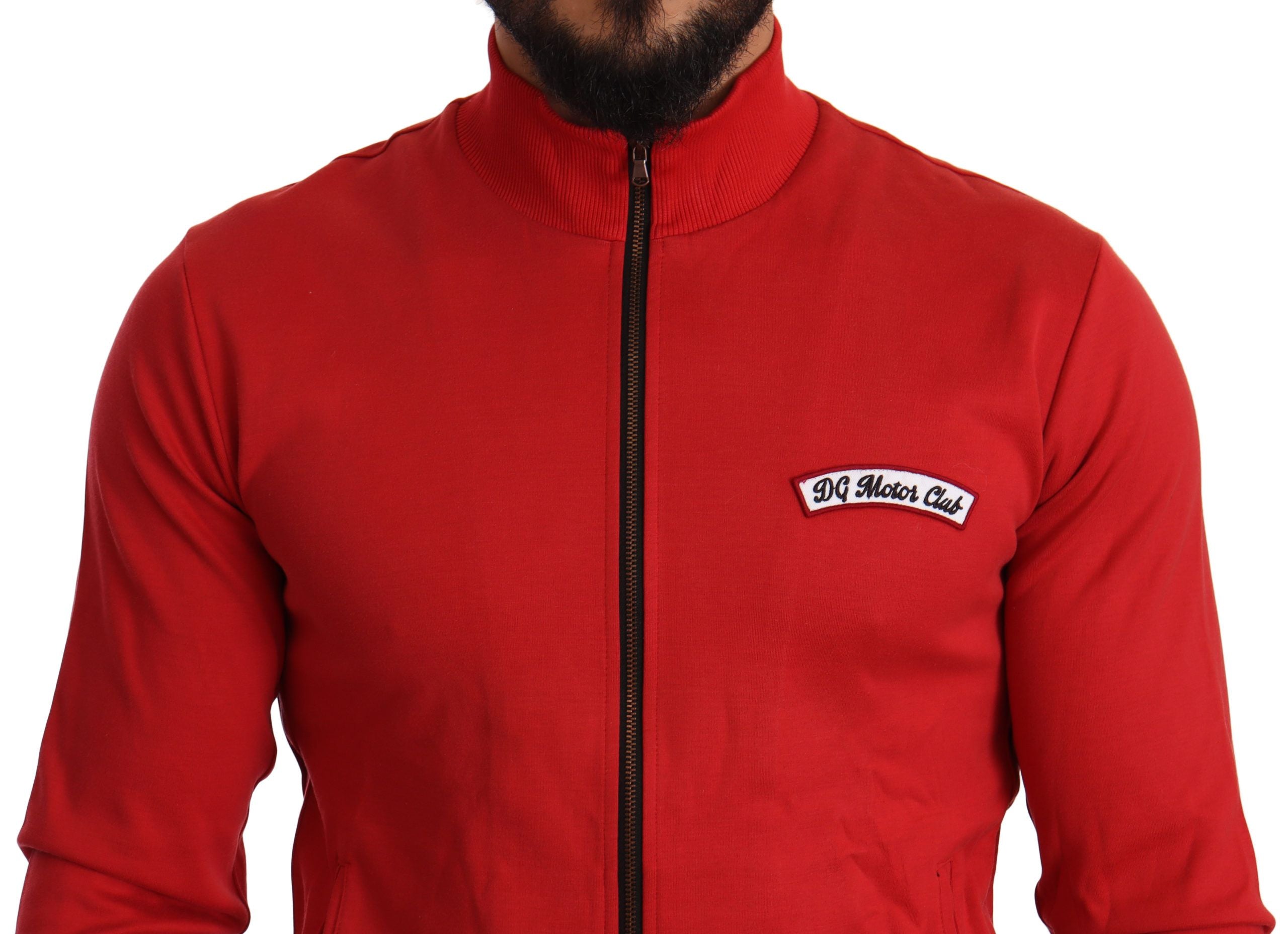 Dolce & Gabbana Red DG Motor Club Zipper Stretch Sweater - DEA STILOSA MILANO