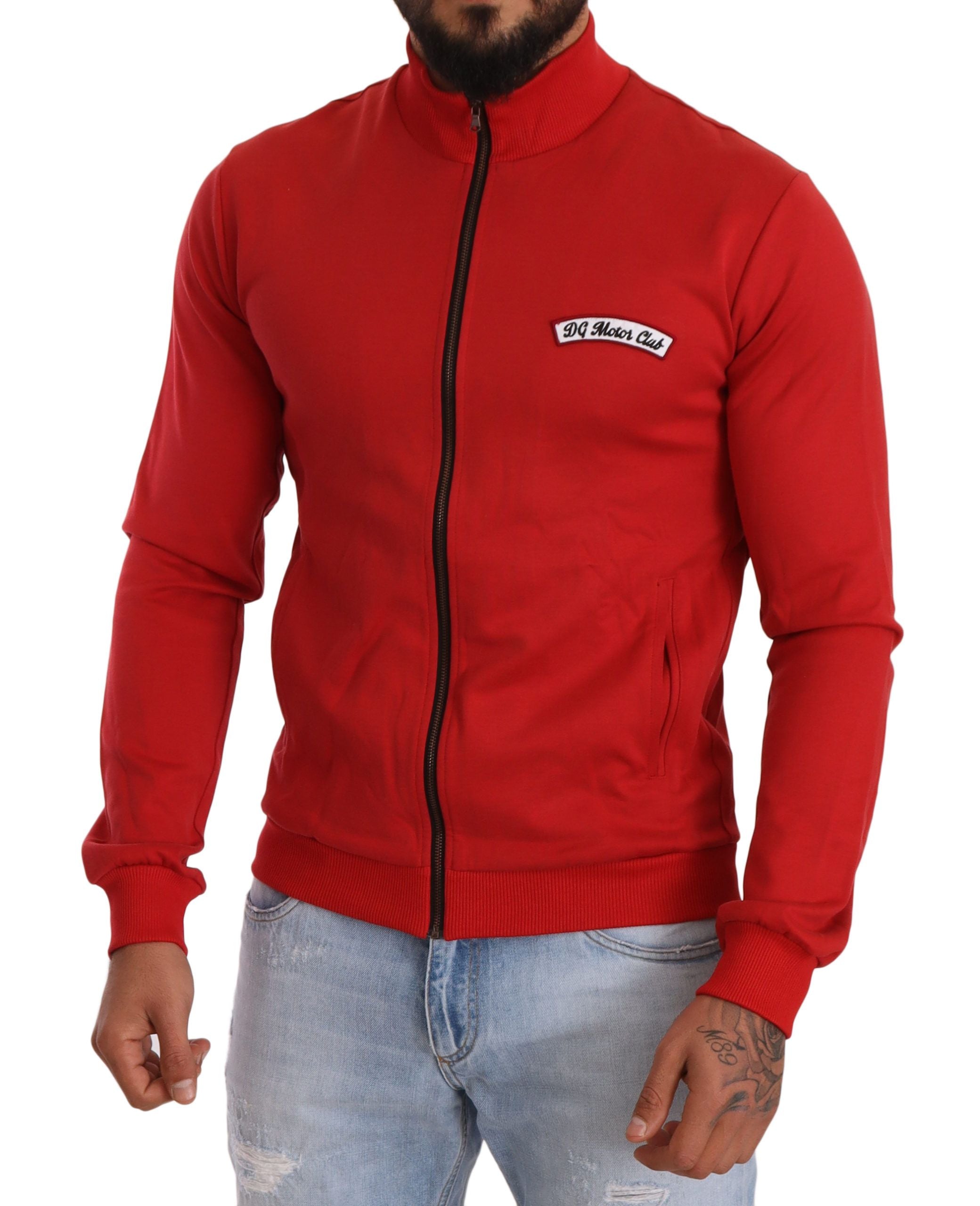 Dolce & Gabbana Red DG Motor Club Zipper Stretch Sweater - DEA STILOSA MILANO