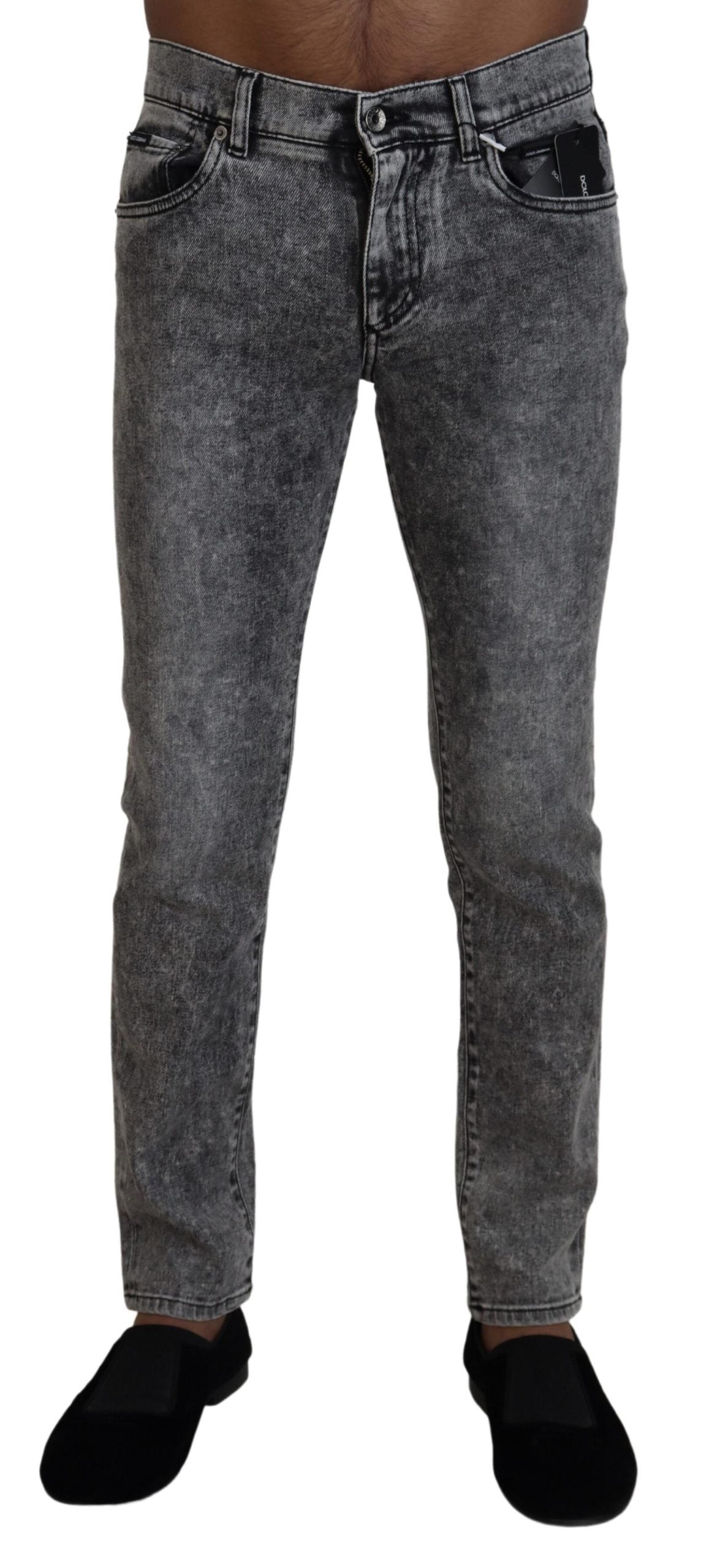 Dolce & Gabbana Gray Washed Cotton Low Waist Denim Jeans - DEA STILOSA MILANO