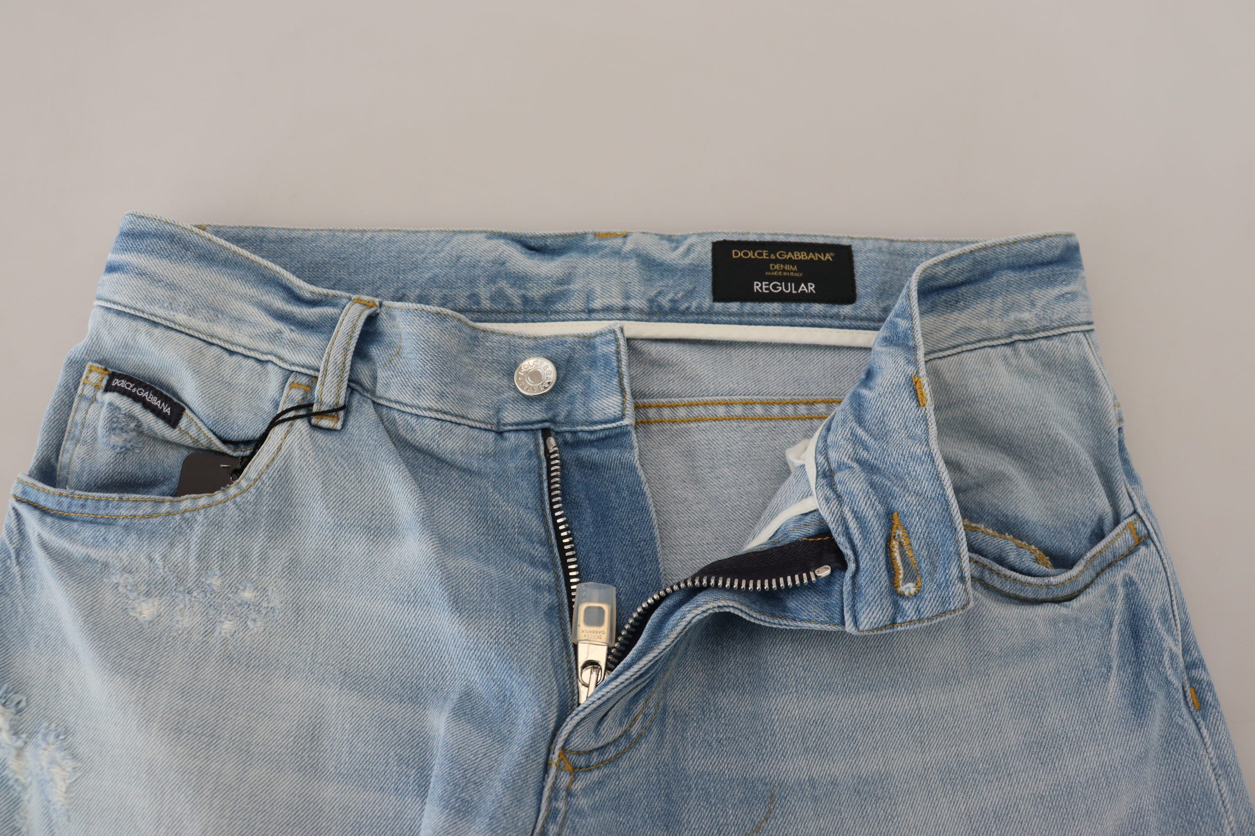 Dolce & Gabbana Light Blue Cotton Tattered Casual Denim Jeans - DEA STILOSA MILANO