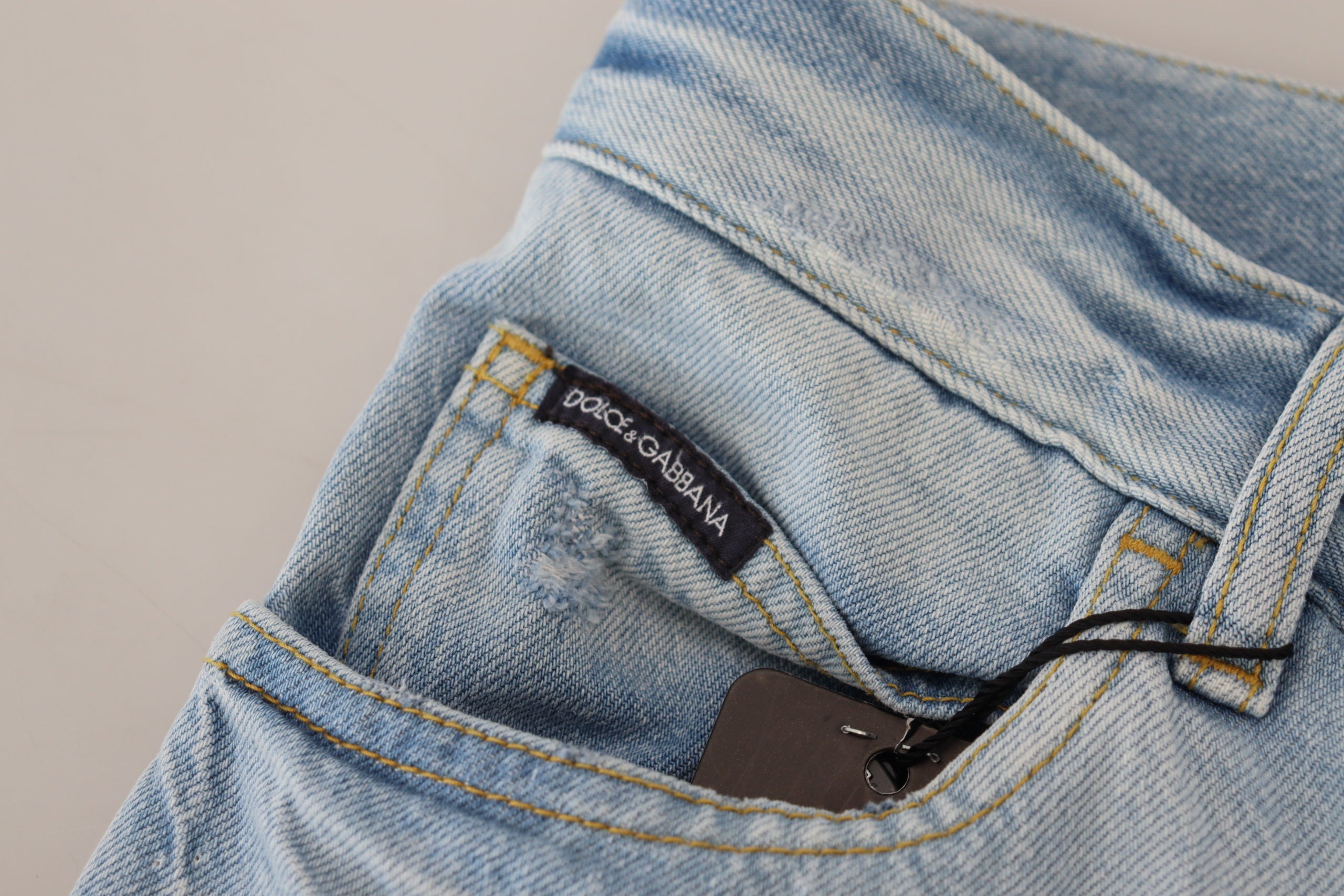 Dolce & Gabbana Light Blue Cotton Tattered Casual Denim Jeans - DEA STILOSA MILANO