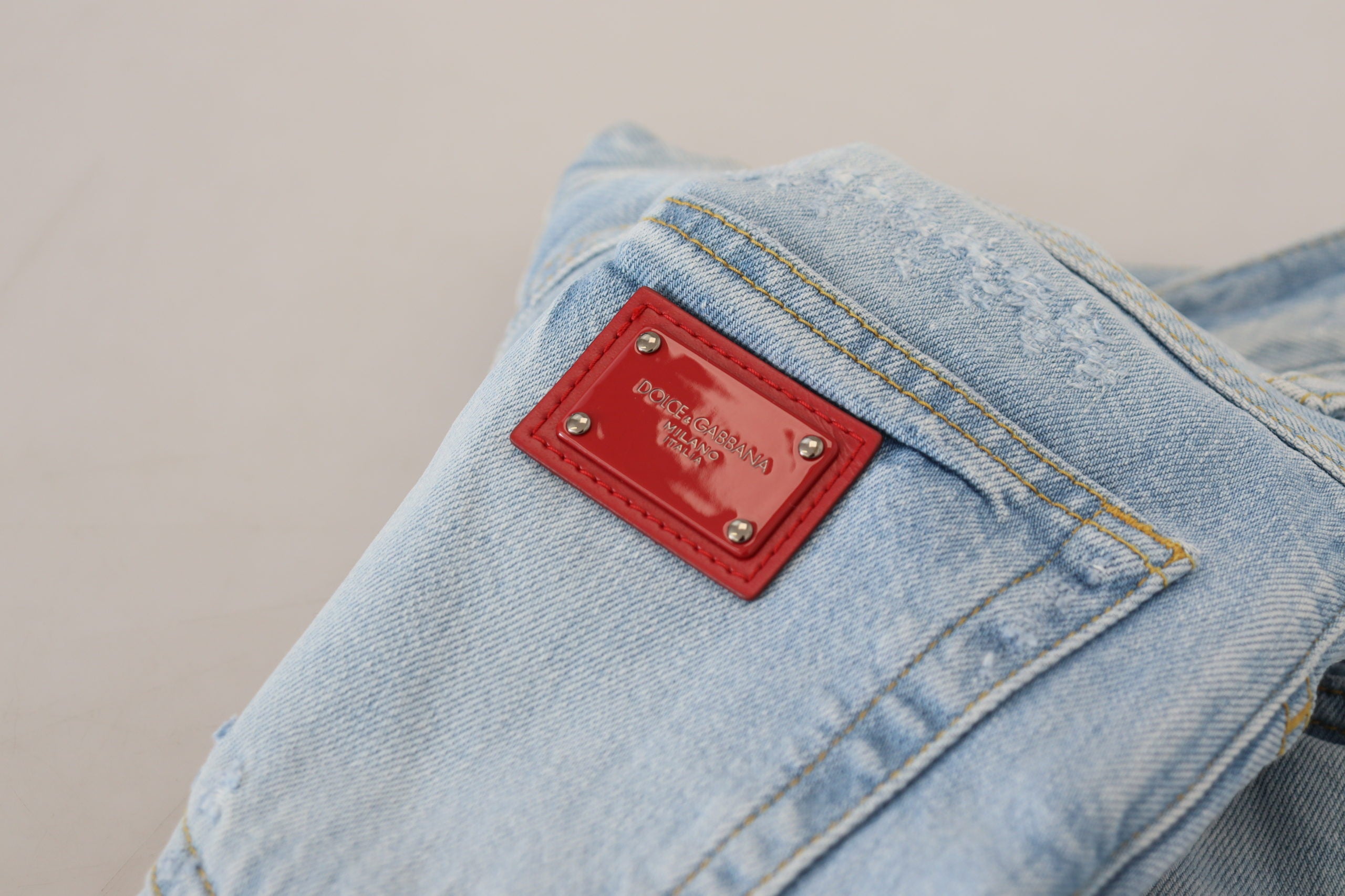 Dolce & Gabbana Light Blue Cotton Tattered Casual Denim Jeans - DEA STILOSA MILANO