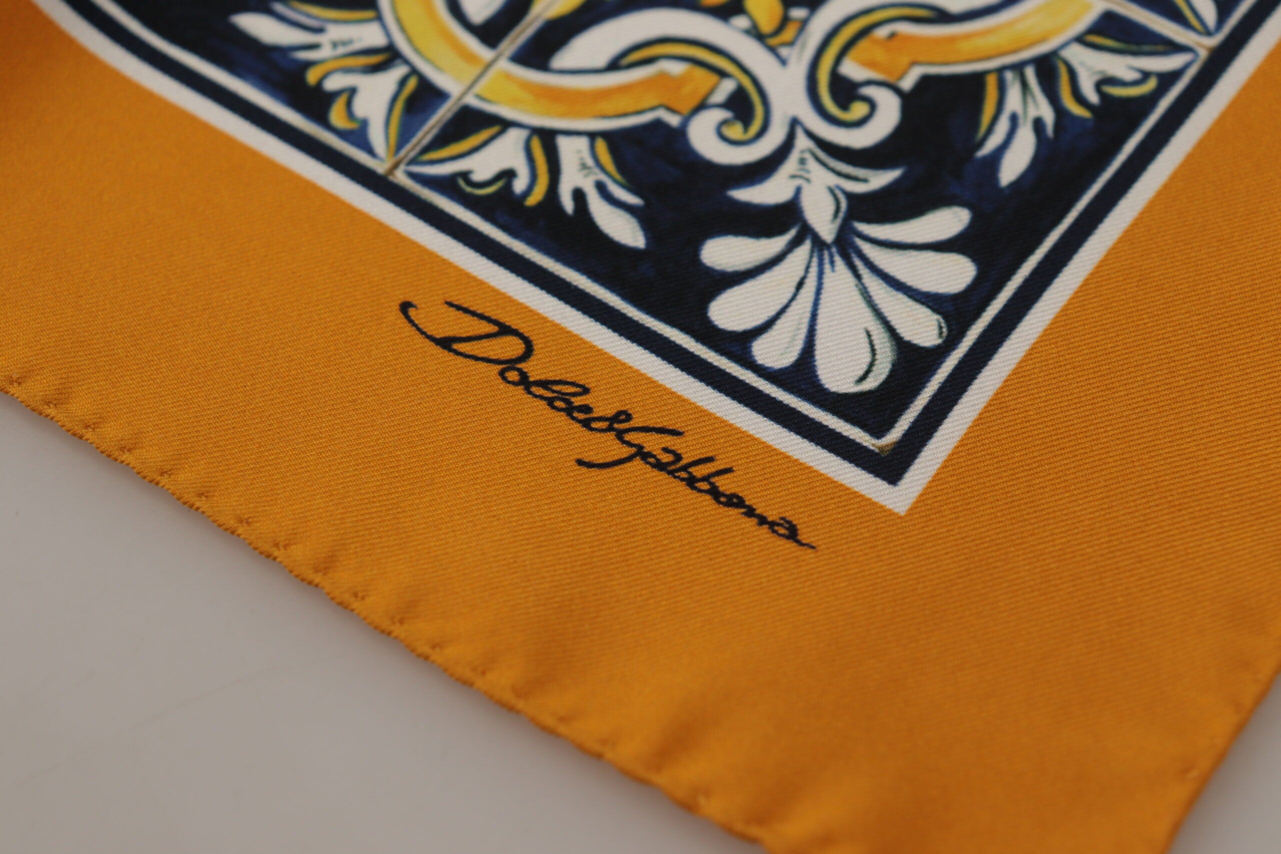 Dolce & Gabbana Orange Majolica Pattern Square Handkerchief Scarf - DEA STILOSA MILANO