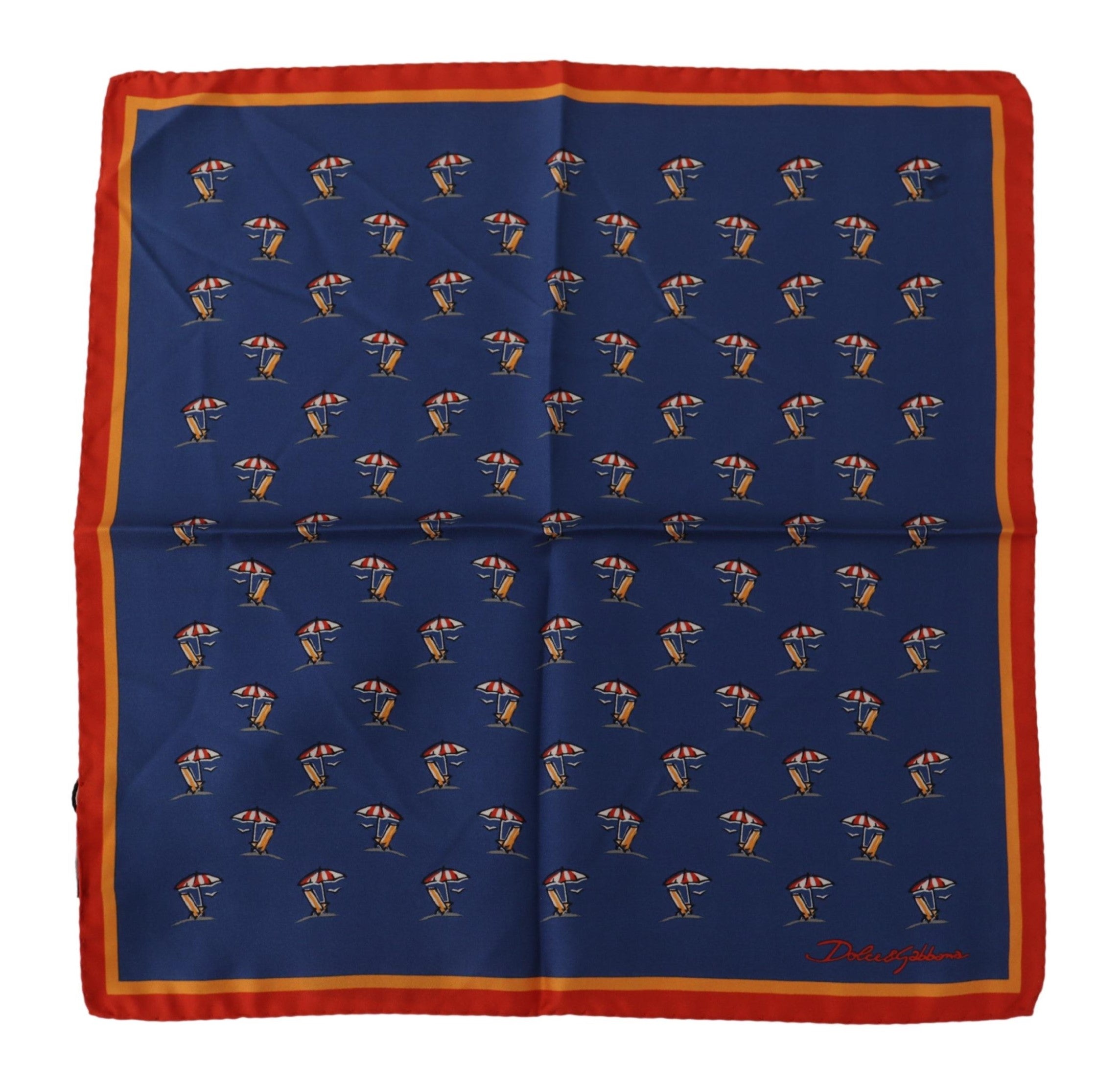 Dolce & Gabbana Blue Printed Square Mens Handkerchief 100% Silk Scarf - DEA STILOSA MILANO