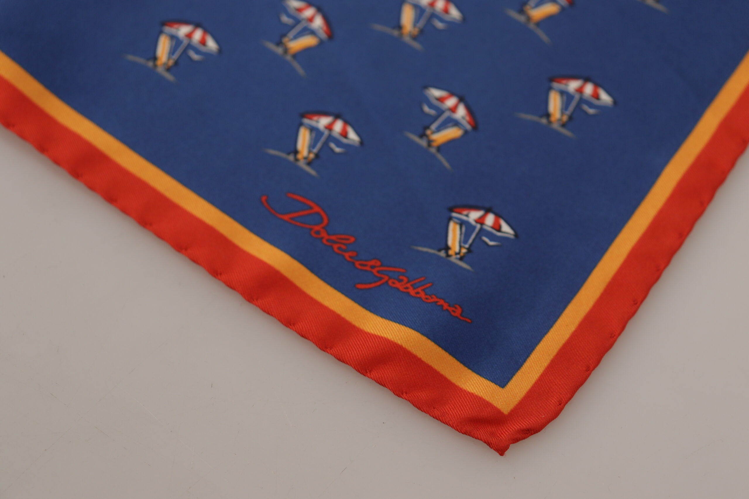 Dolce & Gabbana Blue Printed Square Mens Handkerchief 100% Silk Scarf - DEA STILOSA MILANO