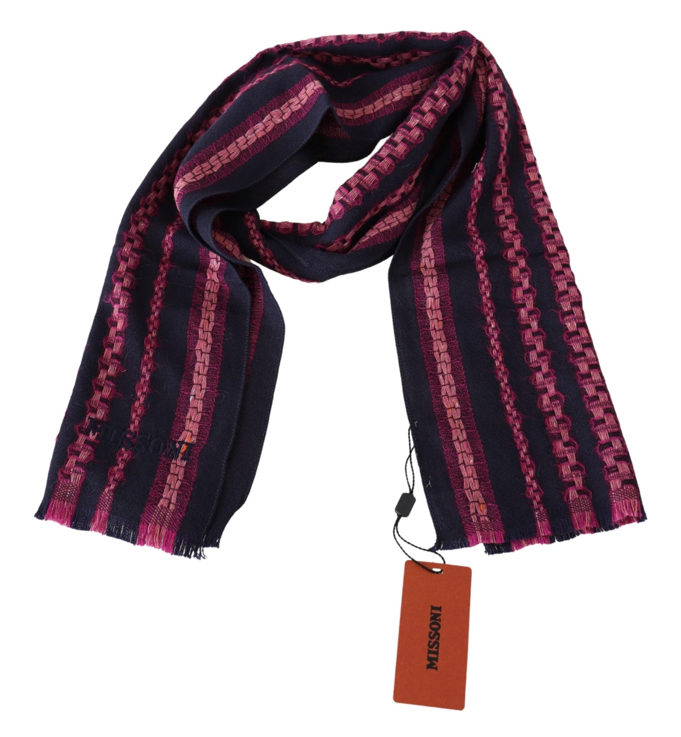 Missoni Black Pink Patterned Wool Unisex Neck Wrap Shawl - DEA STILOSA MILANO