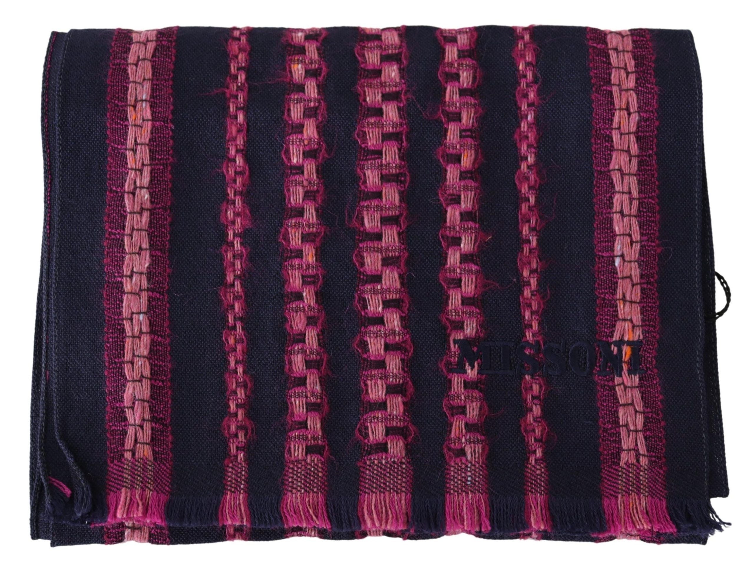 Missoni Black Pink Patterned Wool Unisex Neck Wrap Shawl - DEA STILOSA MILANO