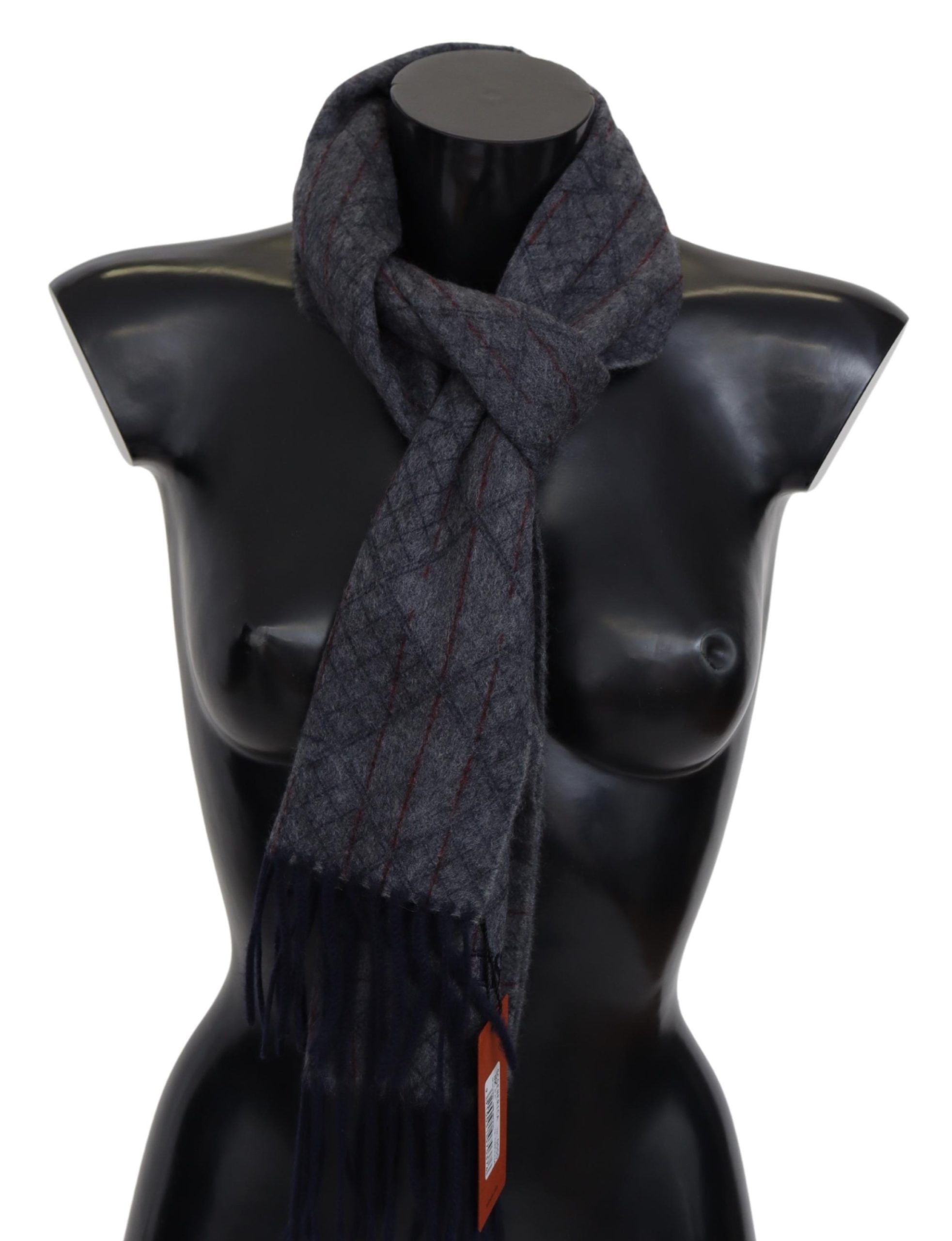 Missoni Black Gray Striped Wool Unisex Neck Wrap Scarf - DEA STILOSA MILANO