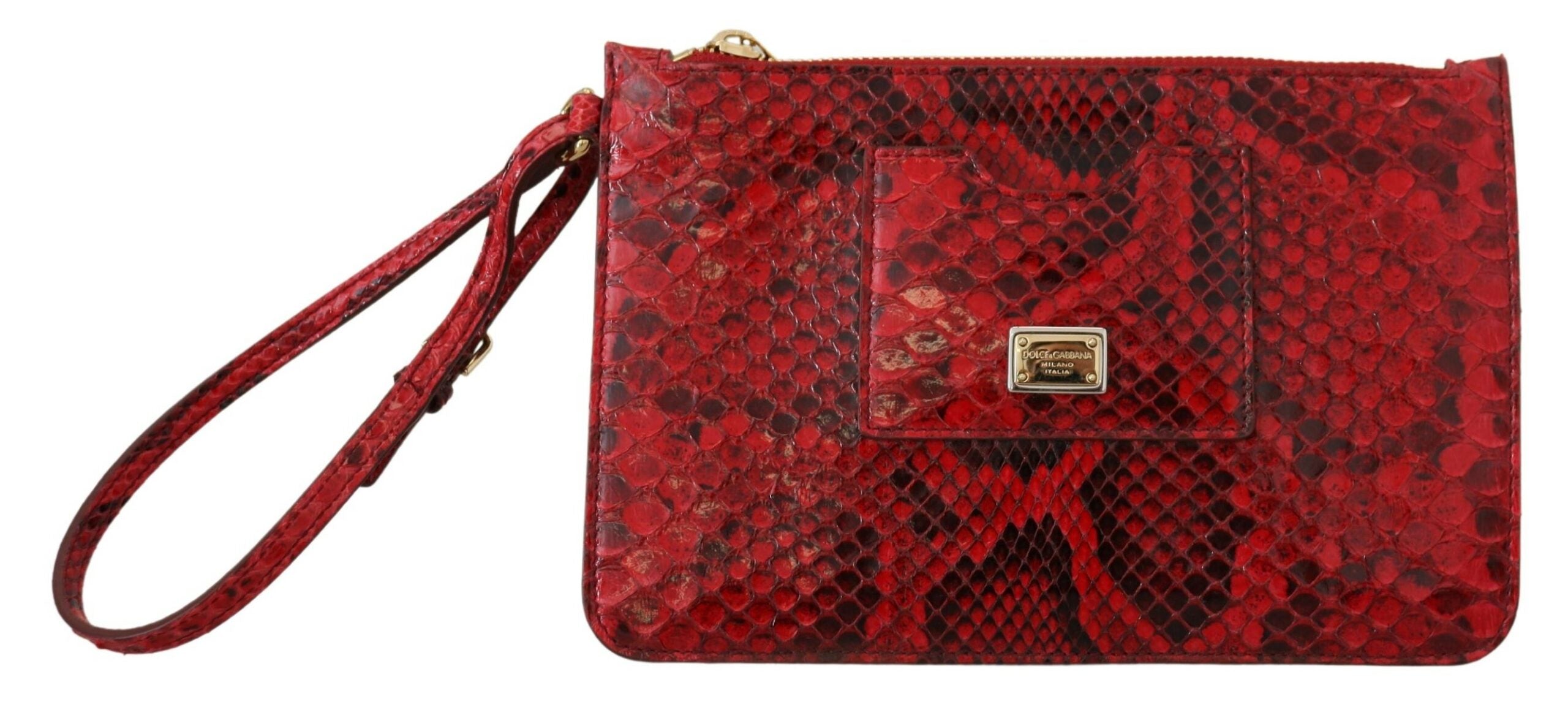 Dolce & Gabbana Red Leather Ayers Clutch Purse Wristlet Hand - DEA STILOSA MILANO