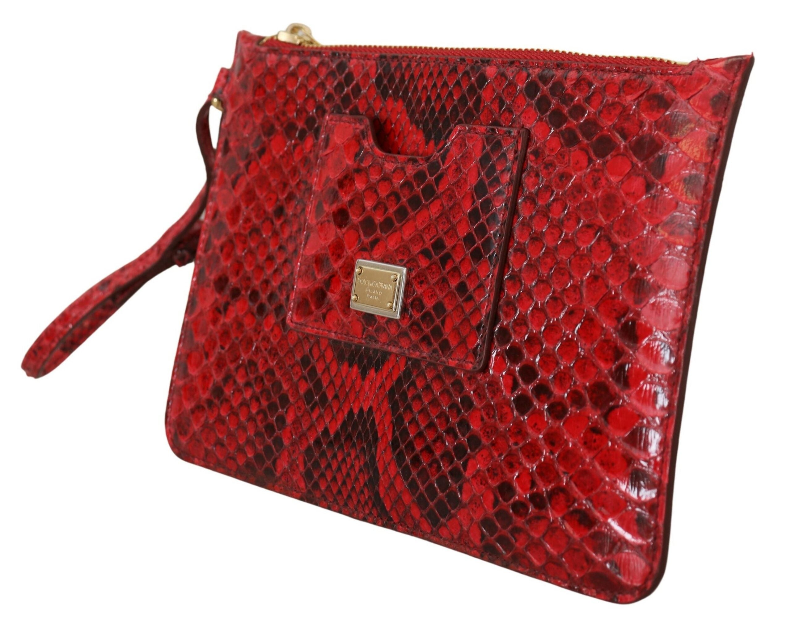 Dolce & Gabbana Red Leather Ayers Clutch Purse Wristlet Hand - DEA STILOSA MILANO