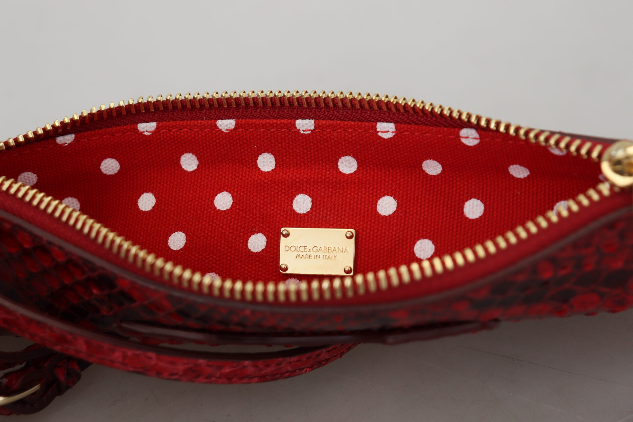 Dolce & Gabbana Red Leather Ayers Clutch Purse Wristlet Hand - DEA STILOSA MILANO