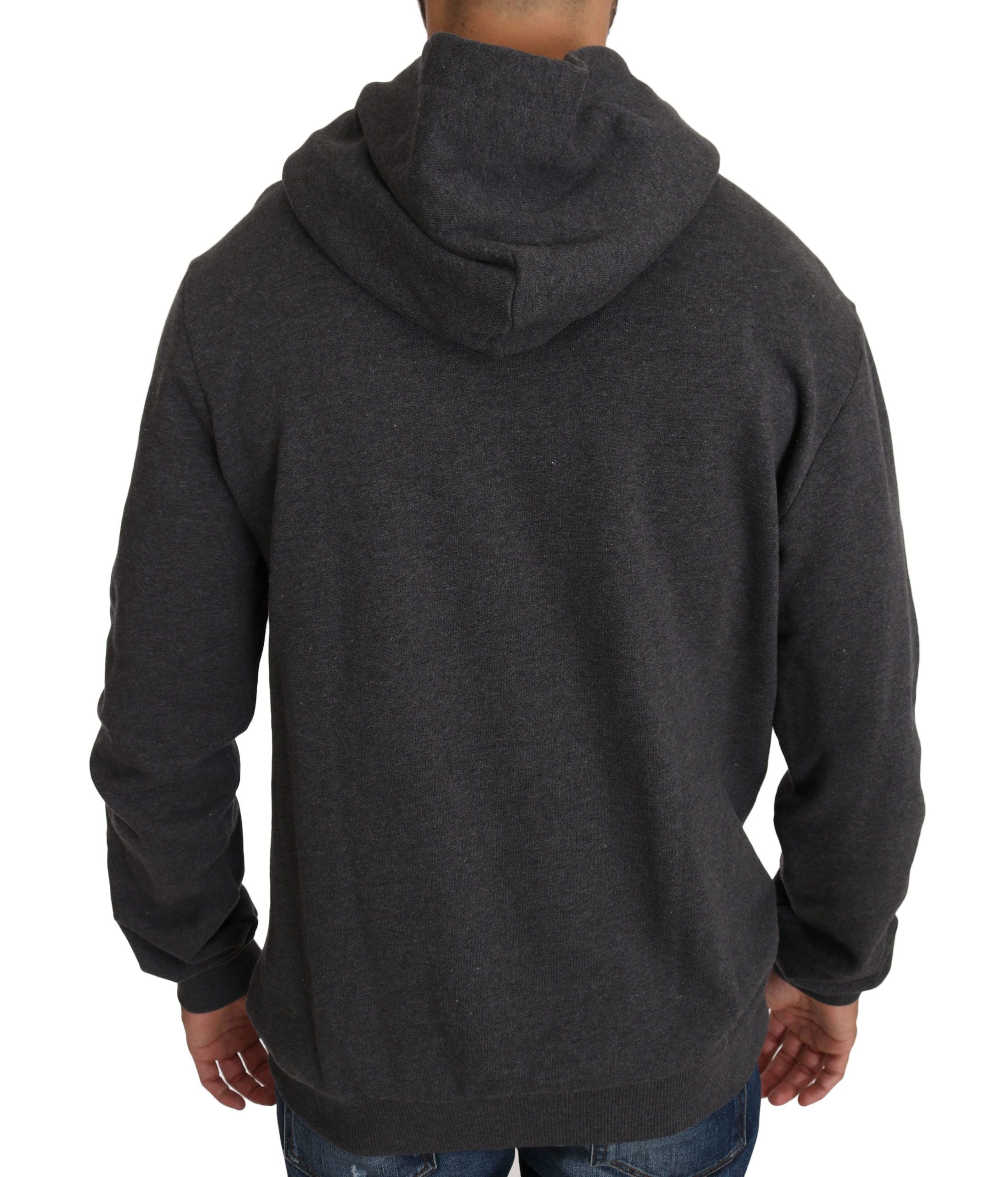 Dolce & Gabbana Gray Hooded Red Crystal Heart Gun Sweater - DEA STILOSA MILANO