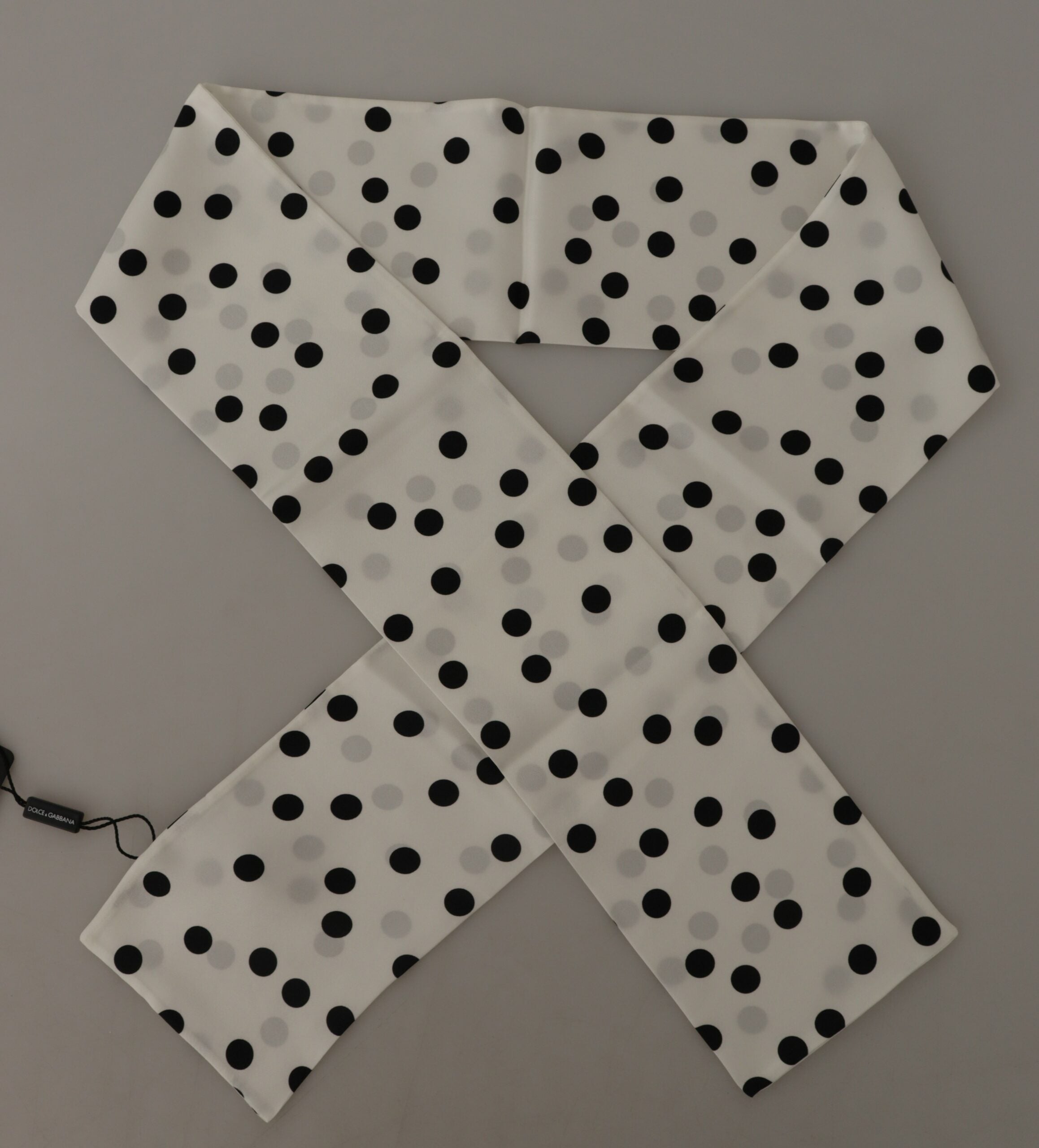 Dolce & Gabbana White Polka Dot Silk Shawl Neck Wrap Scarf - DEA STILOSA MILANO