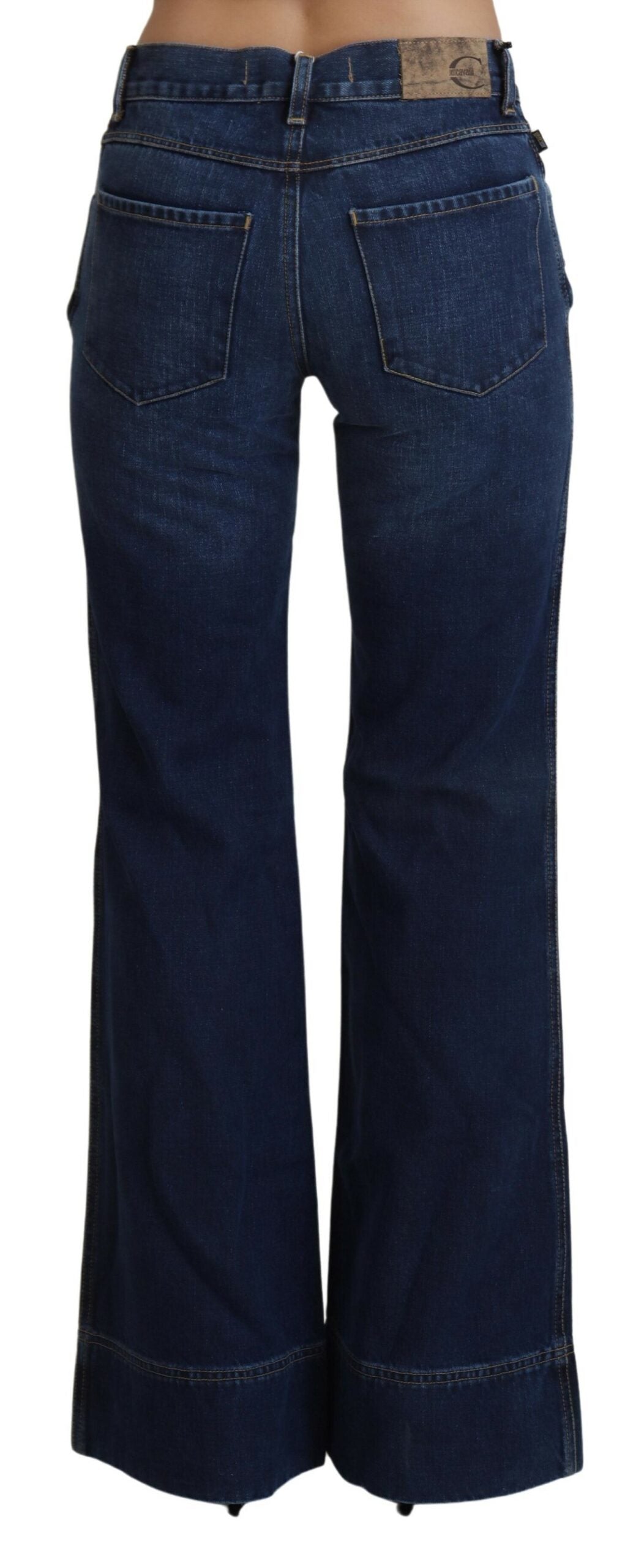 Just Cavalli Blue Low Waist Flared Leg Cotton Denim Jeans - DEA STILOSA MILANO