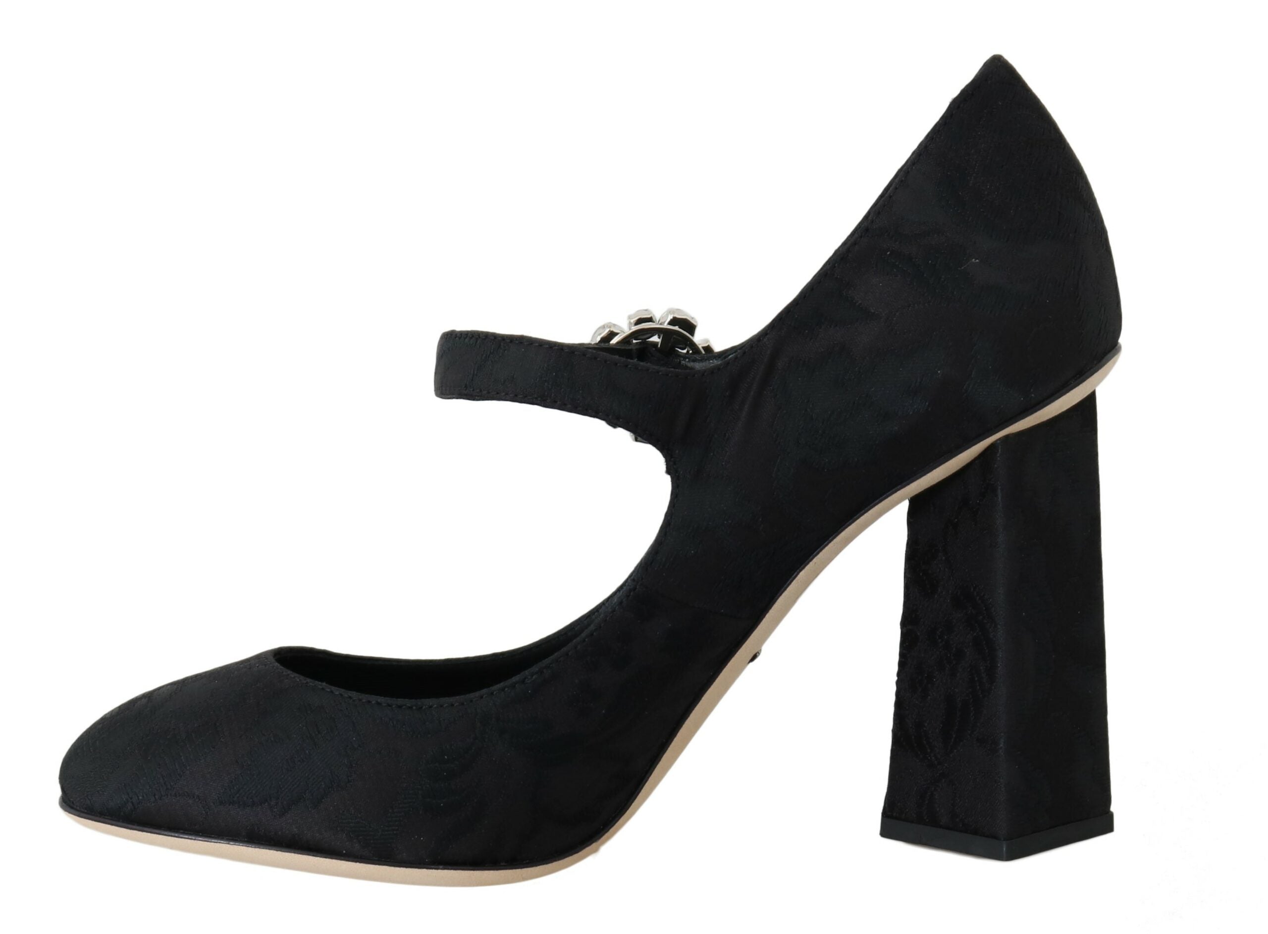 Dolce & Gabbana Black Brocade High Heels Mary Janes Shoes - DEA STILOSA MILANO