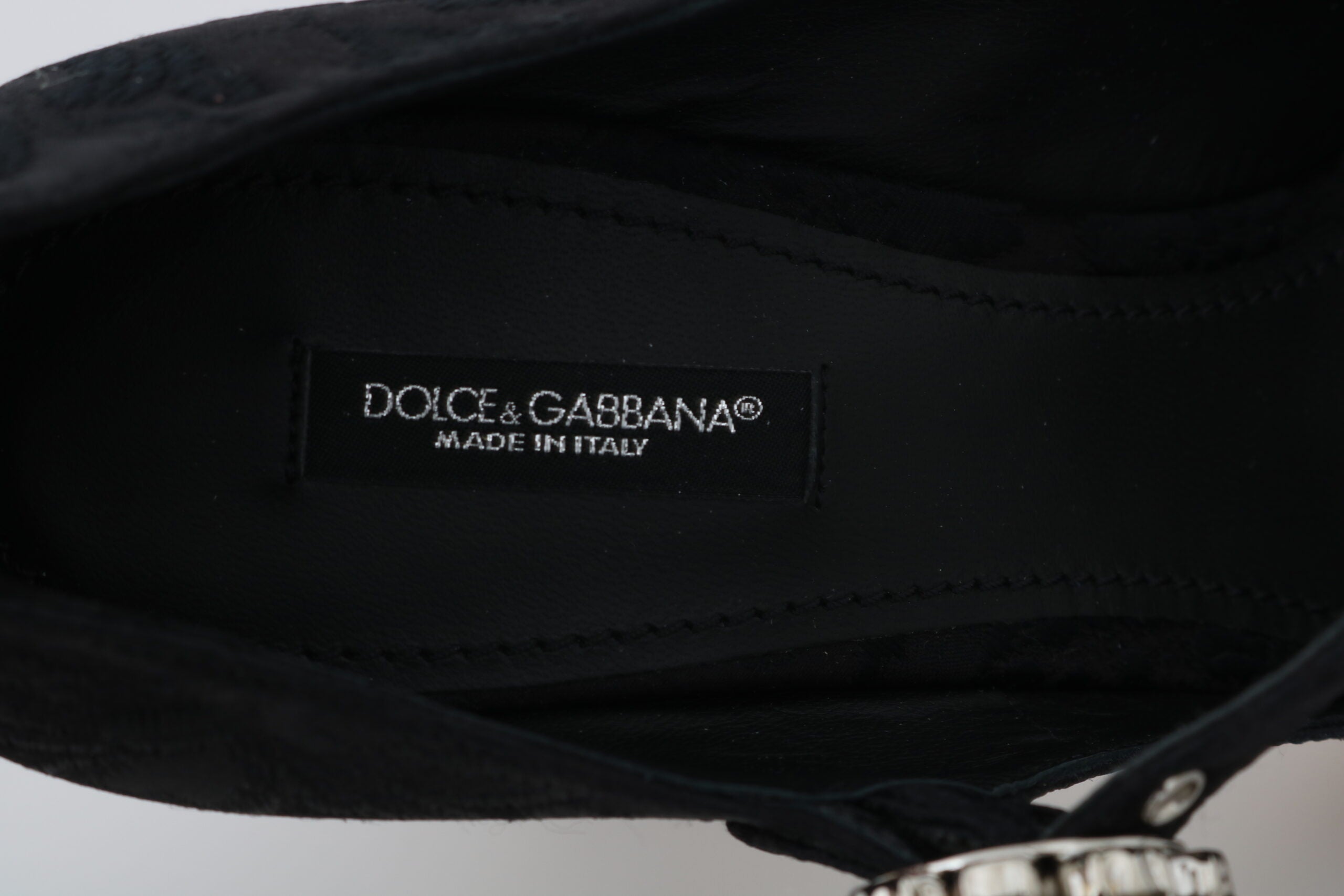 Dolce & Gabbana Black Brocade High Heels Mary Janes Shoes - DEA STILOSA MILANO