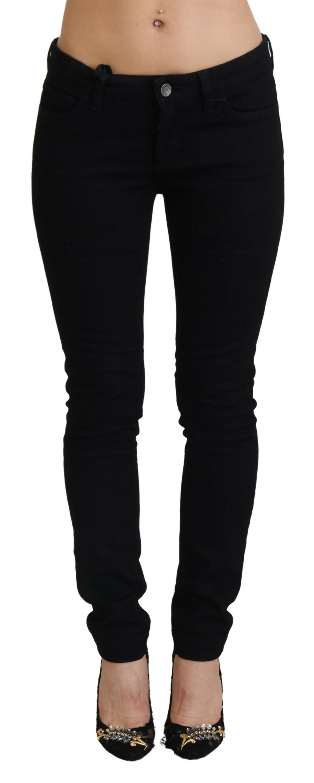 Dolce & Gabbana Black Cotton Low Waist Slim Fit Denim Jeans - DEA STILOSA MILANO