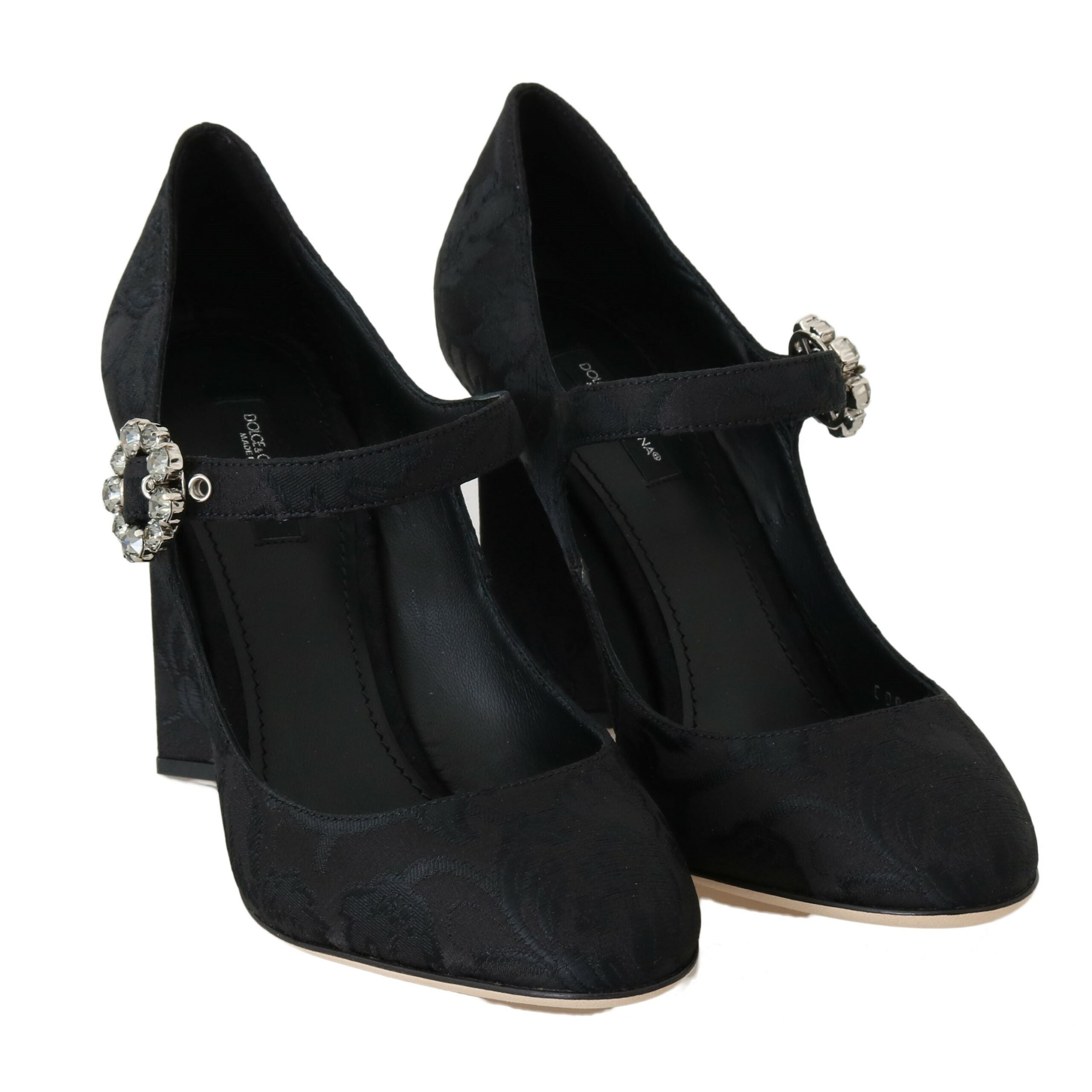 Dolce & Gabbana Black Brocade High Heels Mary Janes Shoes - DEA STILOSA MILANO