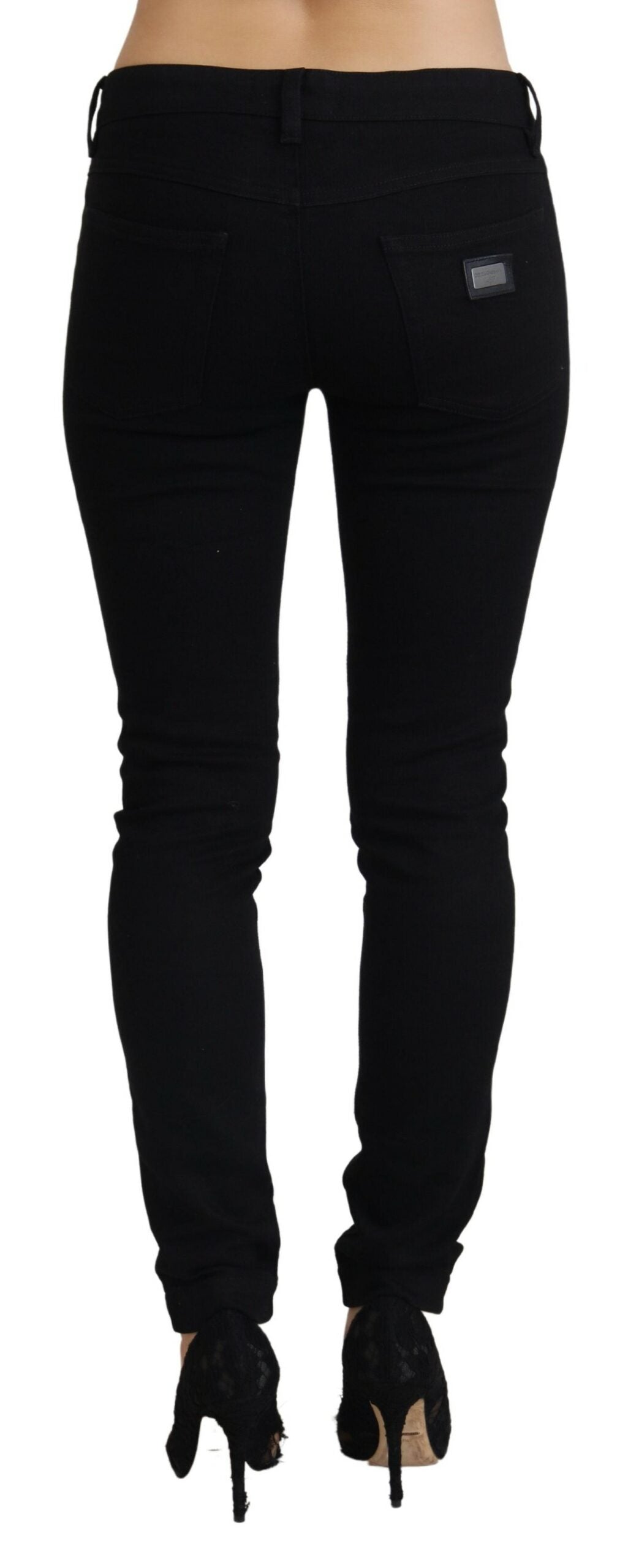 Dolce & Gabbana Black Cotton Low Waist Slim Fit Denim Jeans - DEA STILOSA MILANO