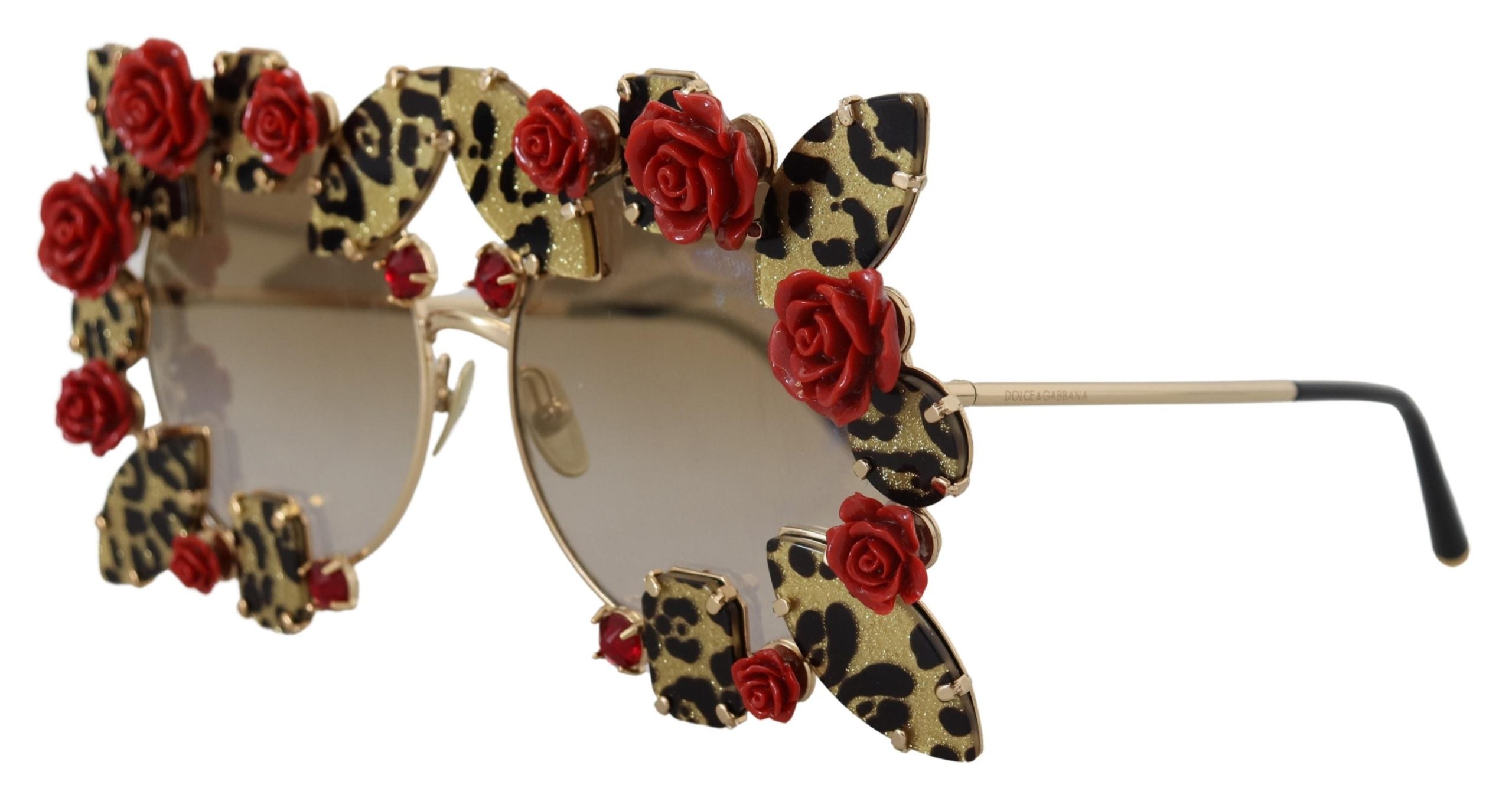 Dolce & Gabbana Gold Metal Frame Roses Embellished DG2207B Sunglasses - DEA STILOSA MILANO
