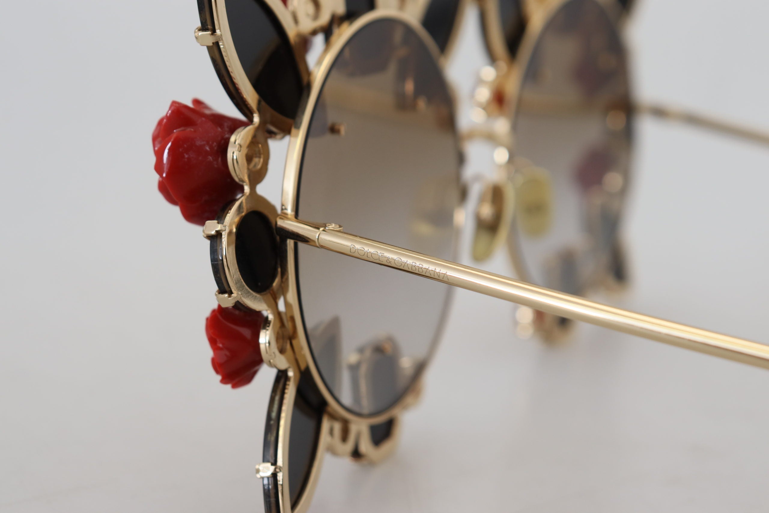 Dolce & Gabbana Gold Metal Frame Roses Embellished DG2207B Sunglasses - DEA STILOSA MILANO