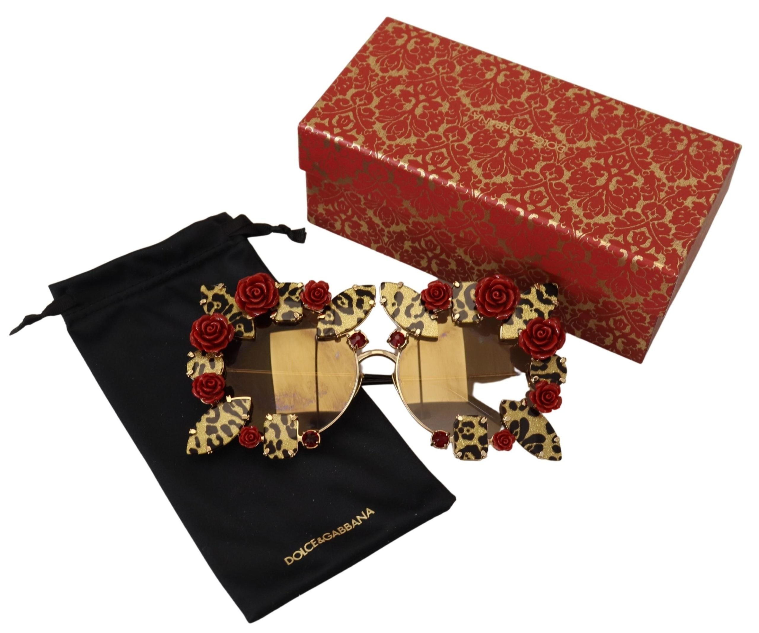 Dolce & Gabbana Gold Metal Frame Roses Embellished DG2207B Sunglasses - DEA STILOSA MILANO