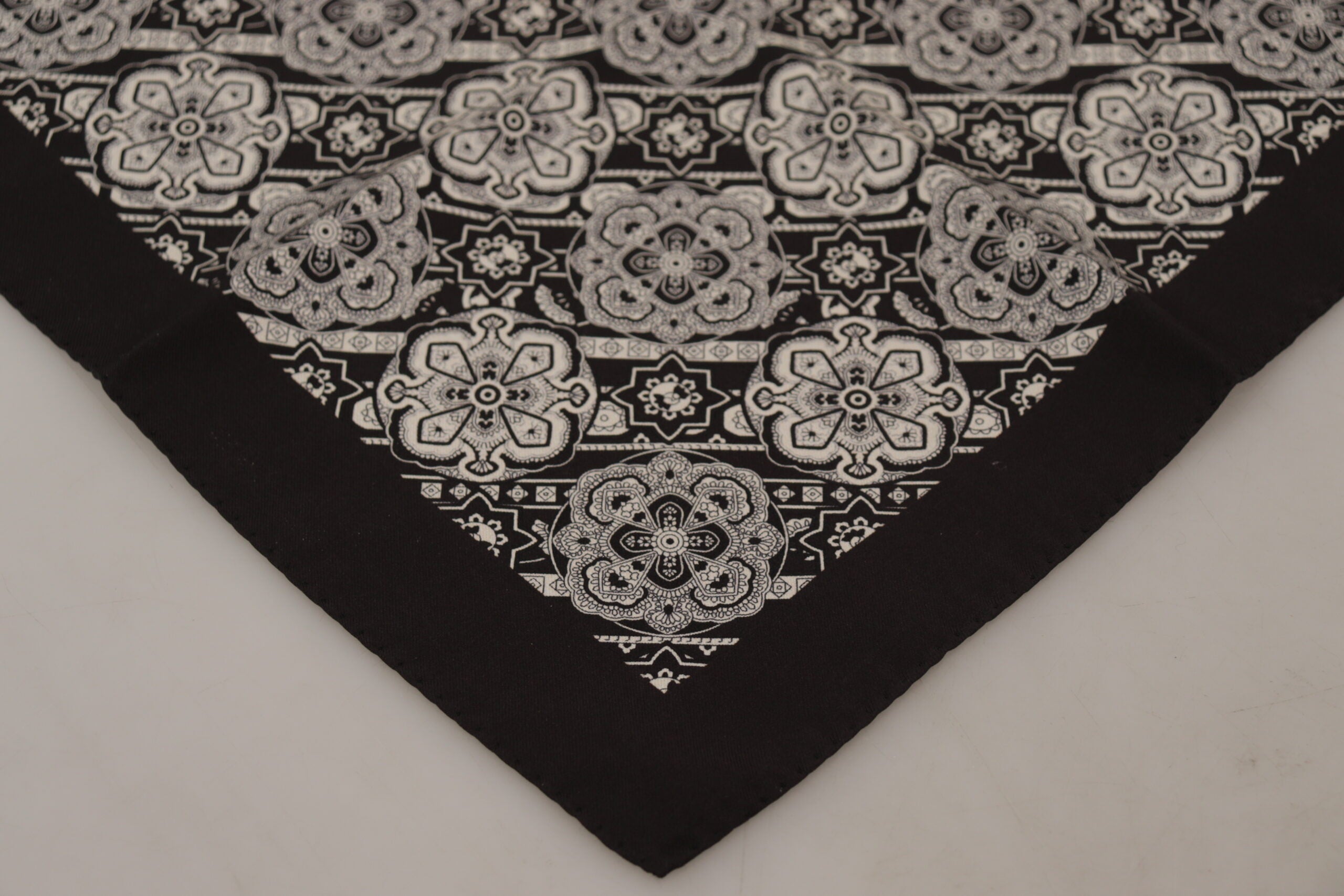 Dolce & Gabbana Black Patterned DG Printed Square Handkerchief Scarf - DEA STILOSA MILANO