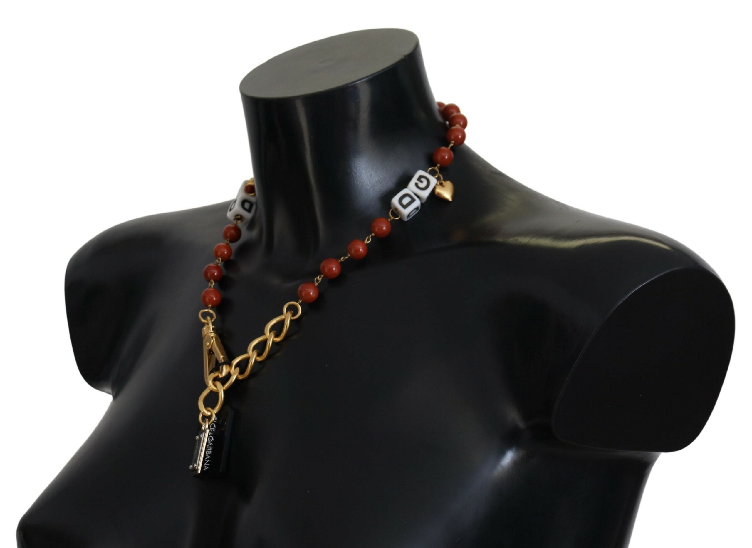 Dolce & Gabbana Gold Brass Pearl Logo Lobster Statement Necklace - DEA STILOSA MILANO