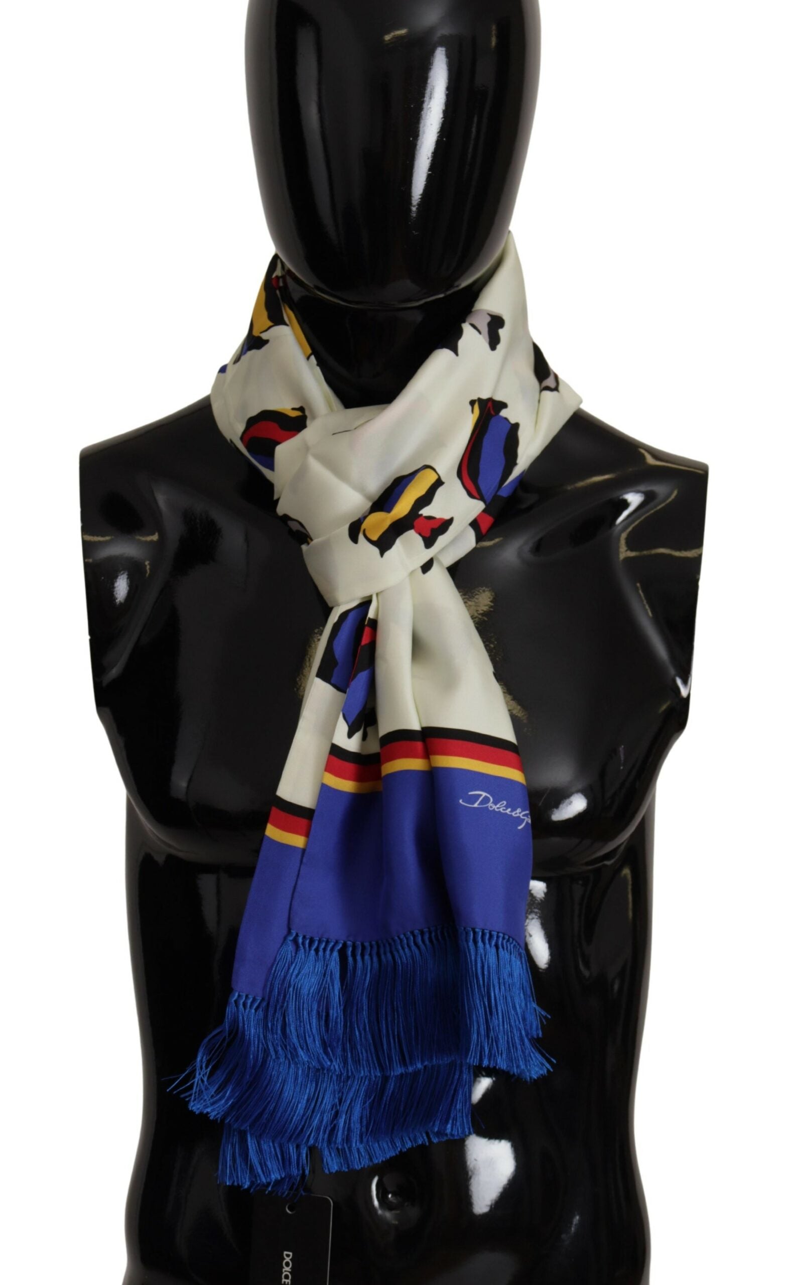 Dolce & Gabbana Multicolor Fish Printed Shawl Neck Wrap Fringe Scarf - DEA STILOSA MILANO