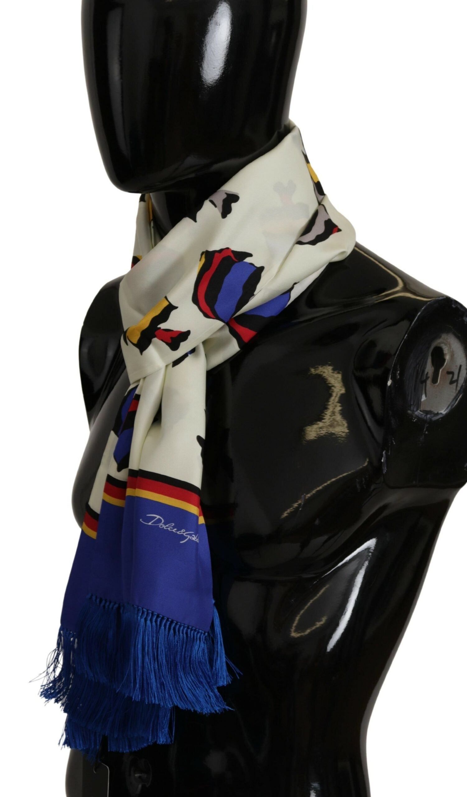 Dolce & Gabbana Multicolor Fish Printed Shawl Neck Wrap Fringe Scarf - DEA STILOSA MILANO