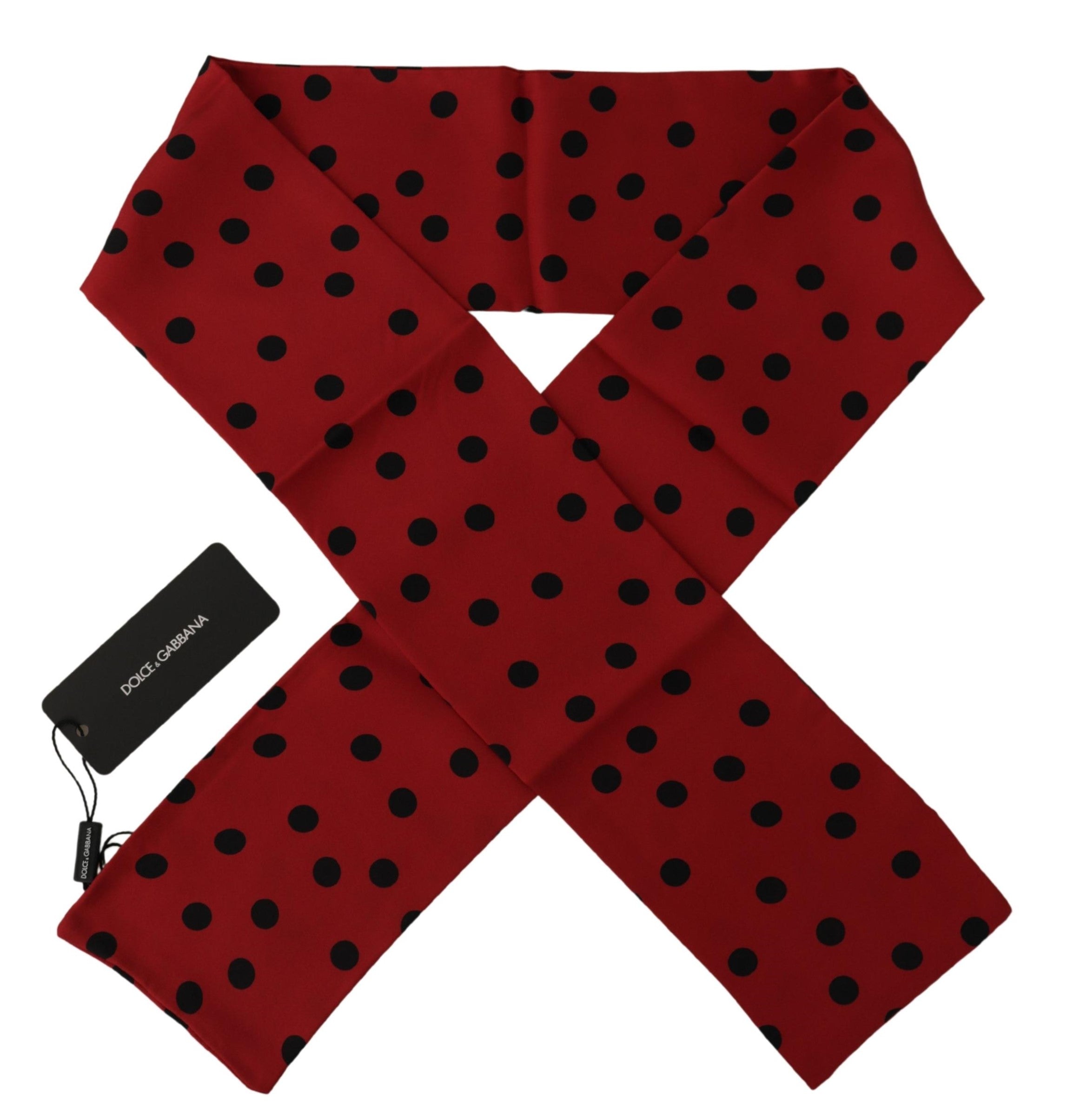 Dolce & Gabbana Red Polka Dot Silk Shawl Neck Wrap Scarf - DEA STILOSA MILANO