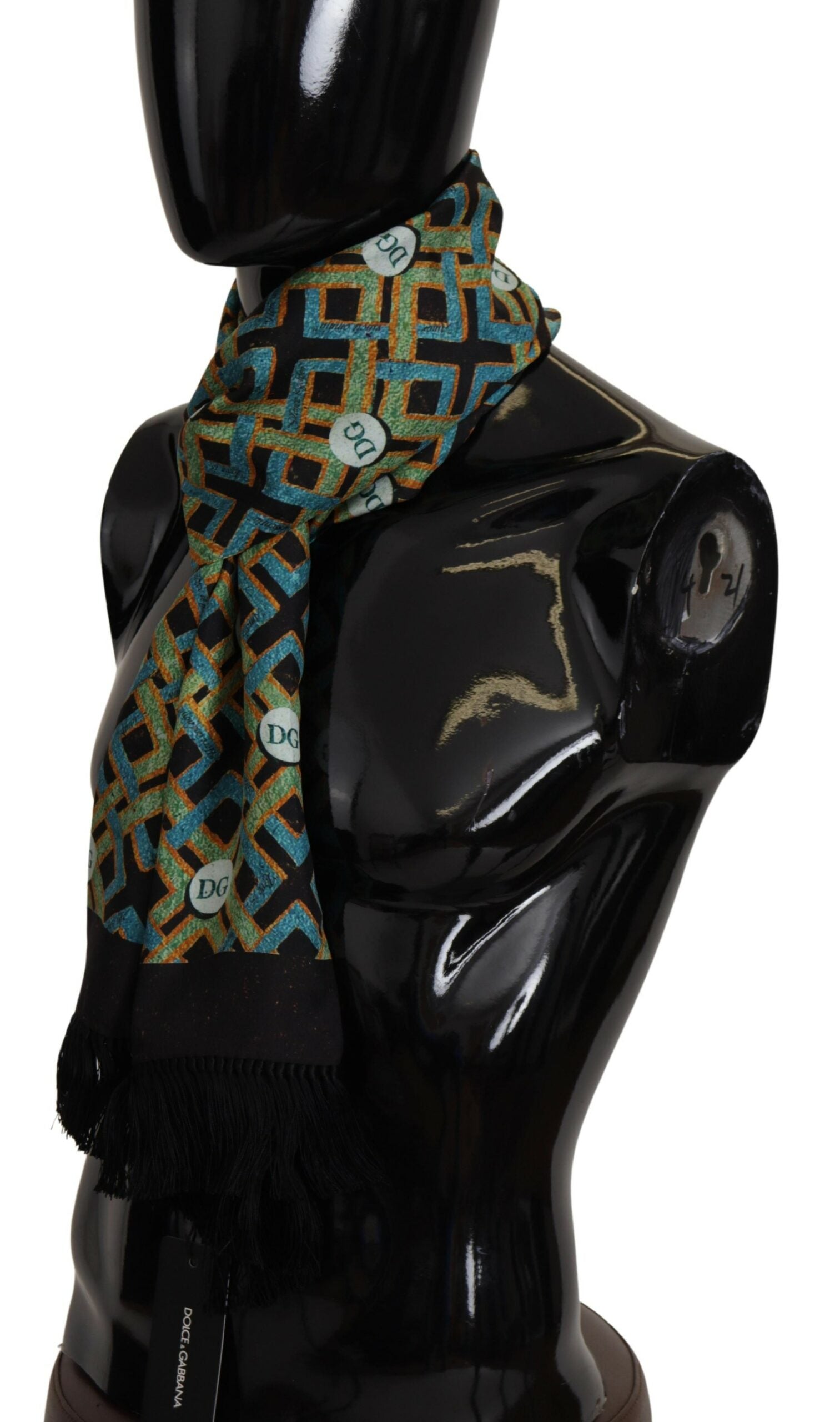 Dolce & Gabbana Multicolor DG Logo Shawl Warm Neck Wrap Fringe Scarf - DEA STILOSA MILANO