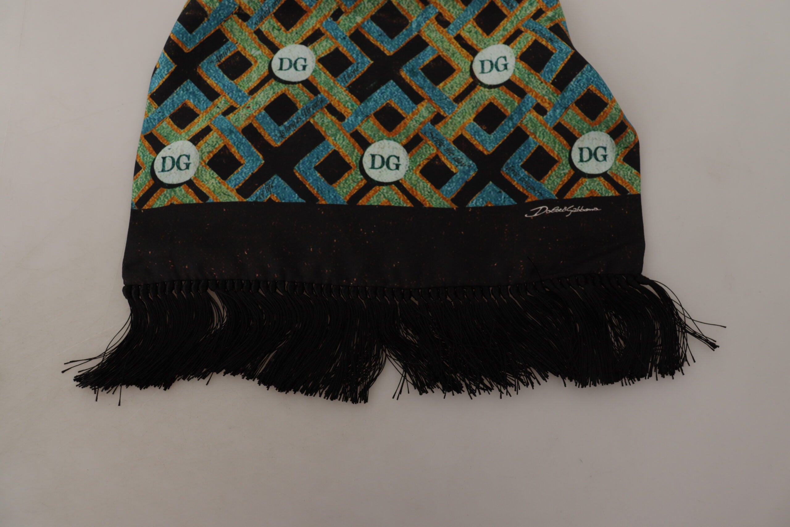 Dolce & Gabbana Multicolor DG Logo Shawl Warm Neck Wrap Fringe Scarf - DEA STILOSA MILANO