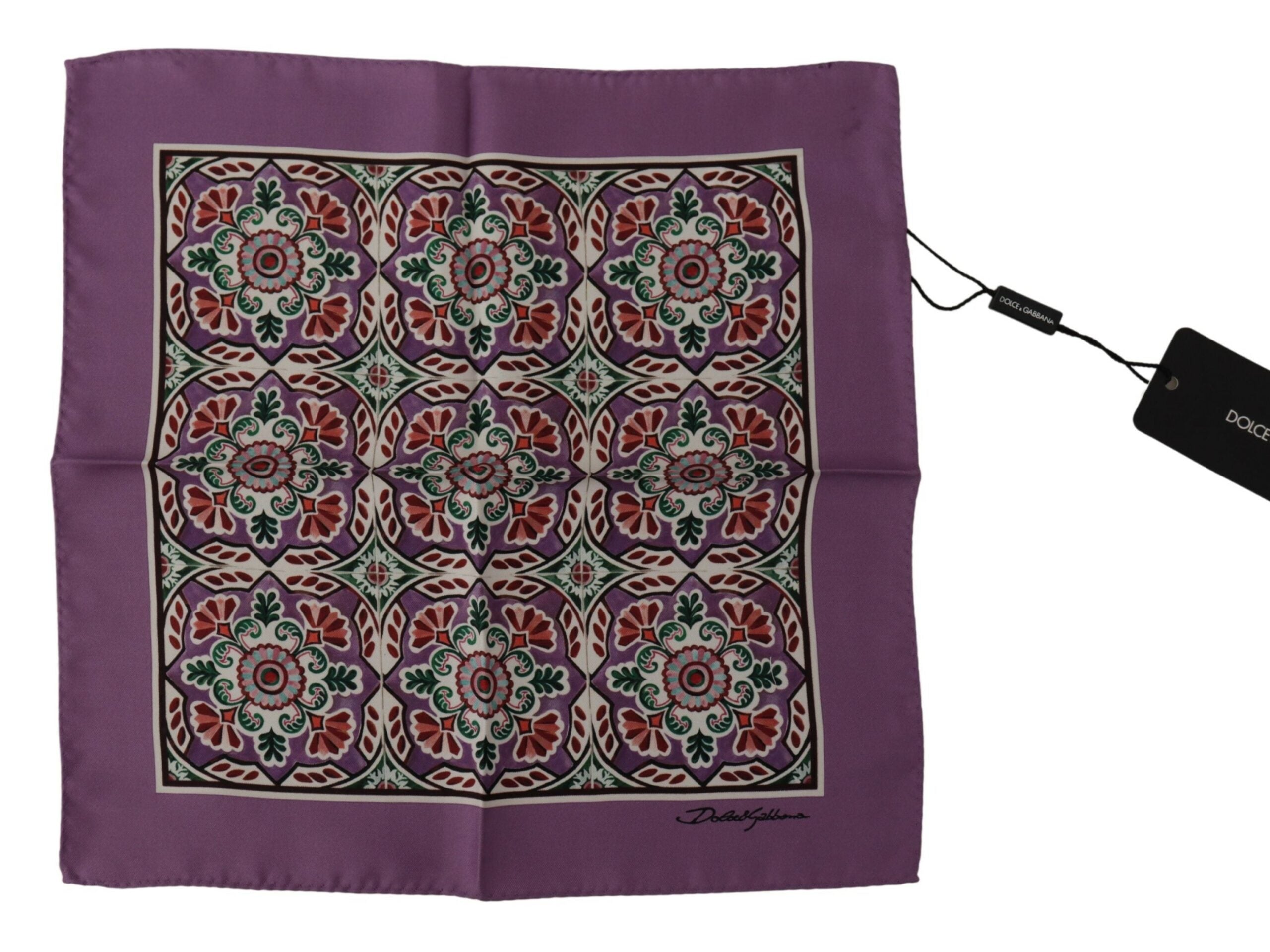 Dolce & Gabbana Majolica Patterned Square Handkerchief Silk Scarf - DEA STILOSA MILANO