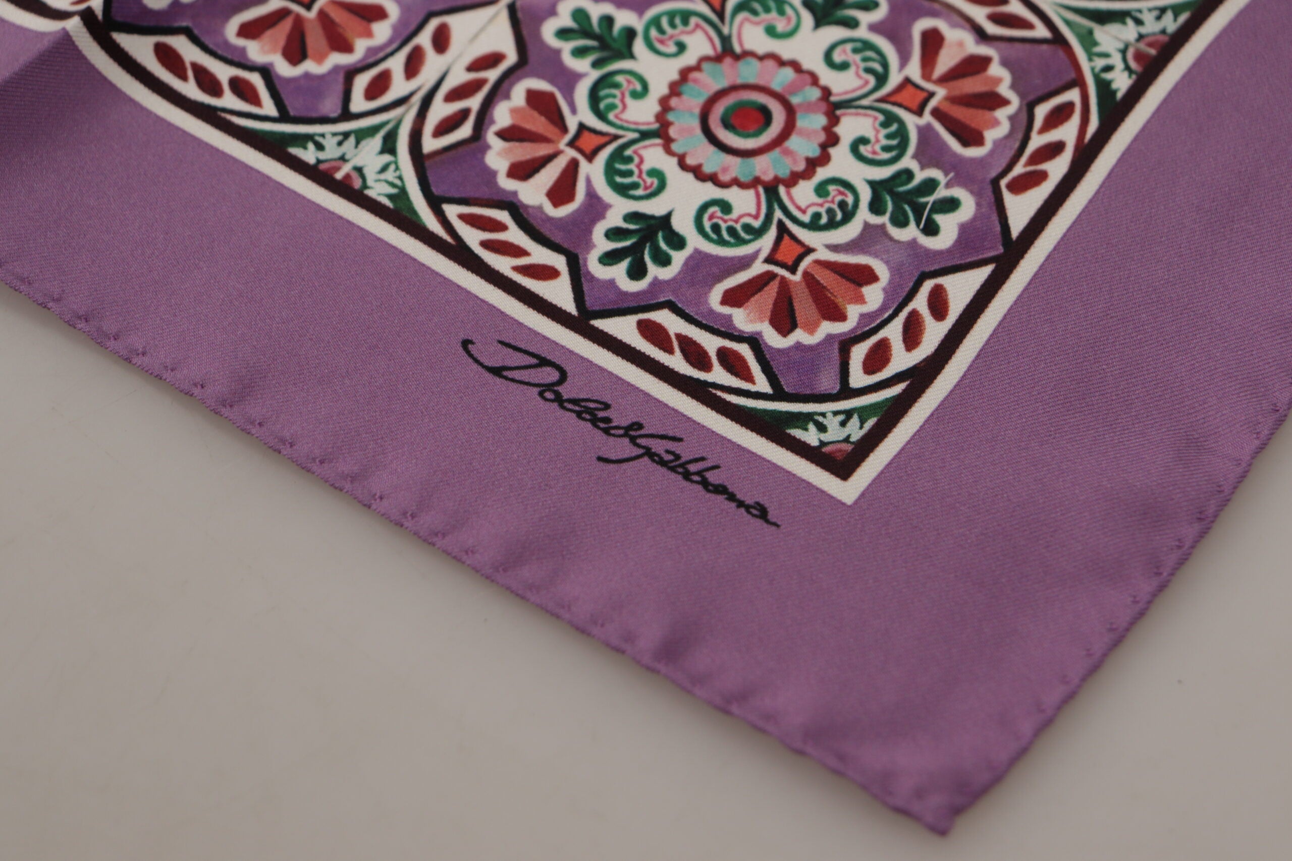 Dolce & Gabbana Majolica Patterned Square Handkerchief Silk Scarf - DEA STILOSA MILANO