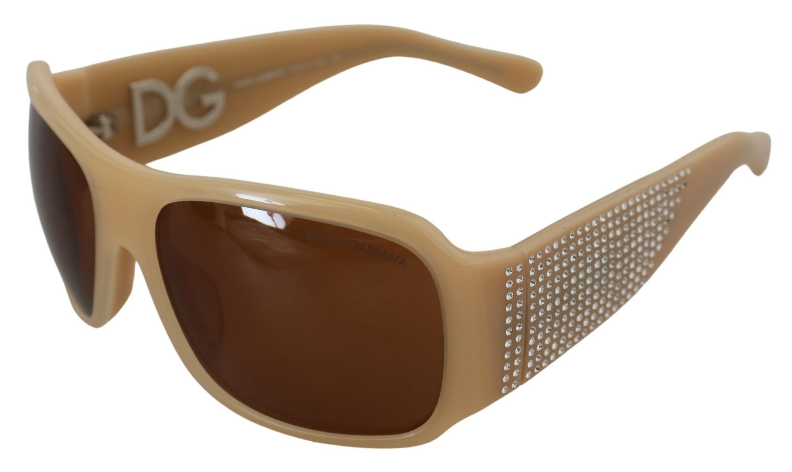 Dolce & Gabbana Cream DG4027B Swarovski Stones Brown Lens Sunglasses - DEA STILOSA MILANO