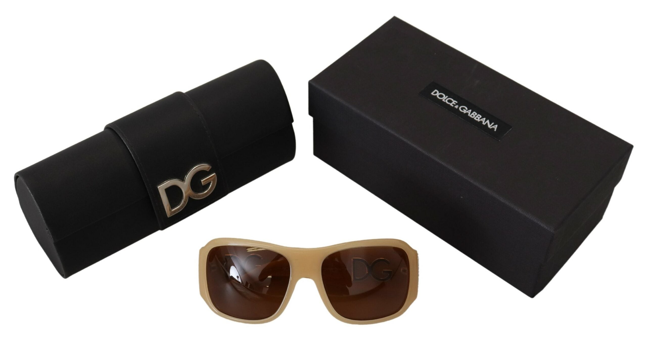 Dolce & Gabbana Cream DG4027B Swarovski Stones Brown Lens Sunglasses - DEA STILOSA MILANO