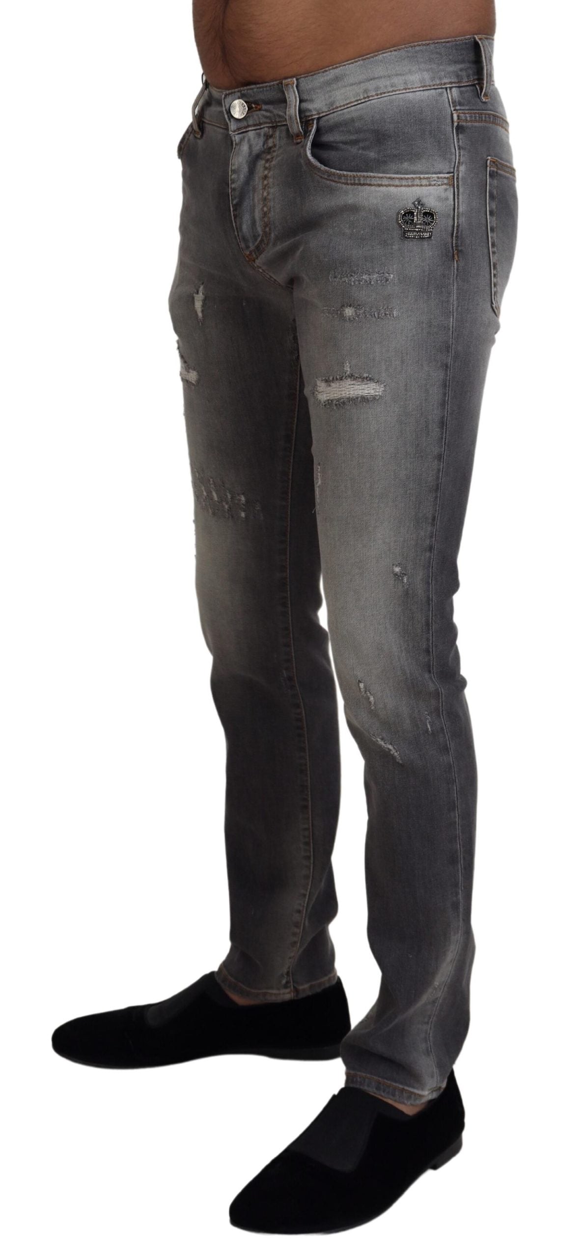 Dolce & Gabbana Gray Washed Cotton Skinny Denim Jeans - DEA STILOSA MILANO