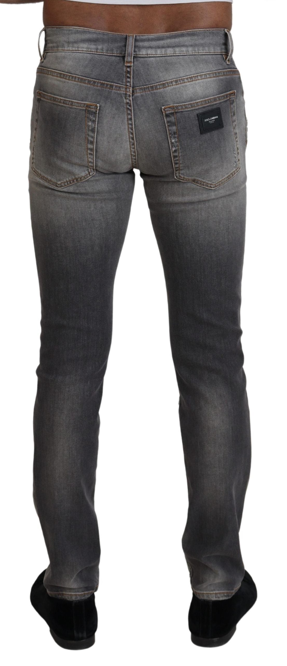 Dolce & Gabbana Gray Washed Cotton Skinny Denim Jeans - DEA STILOSA MILANO