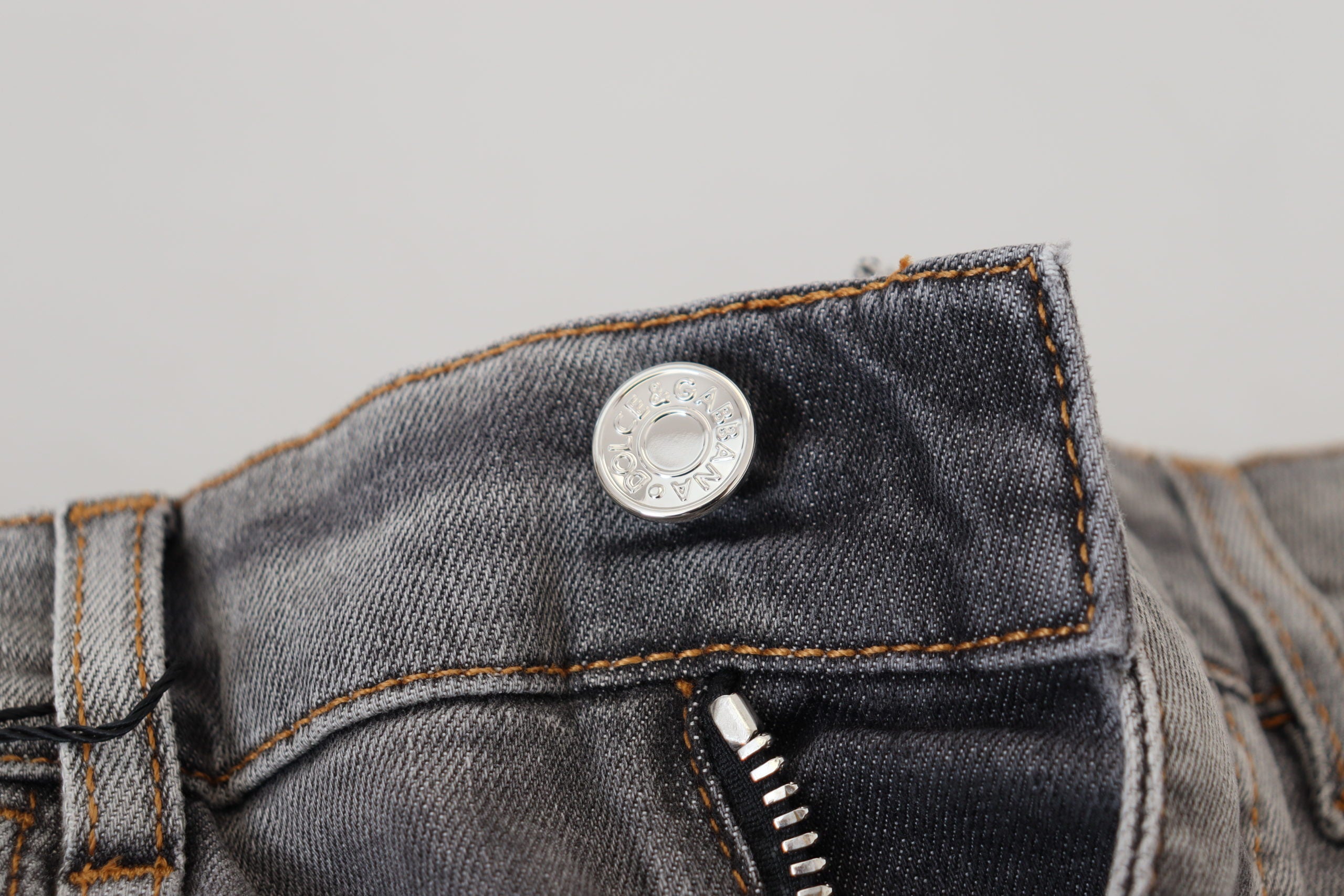 Dolce & Gabbana Gray Washed Cotton Skinny Denim Jeans - DEA STILOSA MILANO